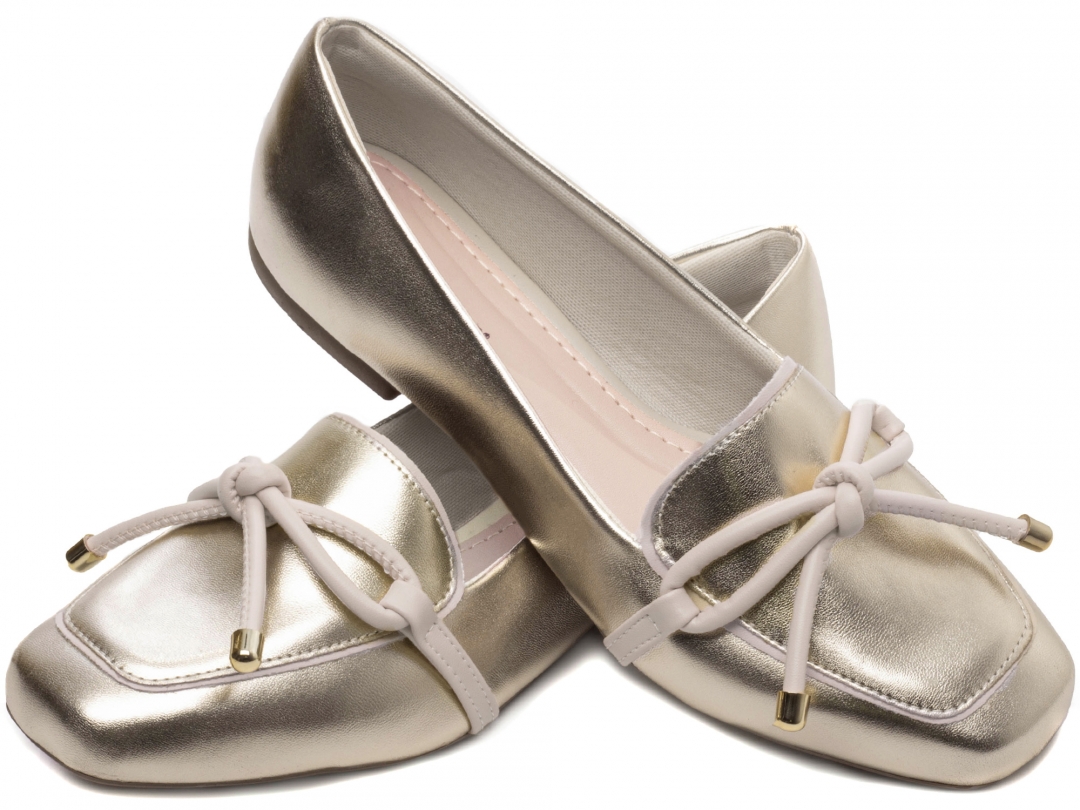 Mocassim Feminino Rasteiro - 456.012F Ouro Light (TCL456x012F)