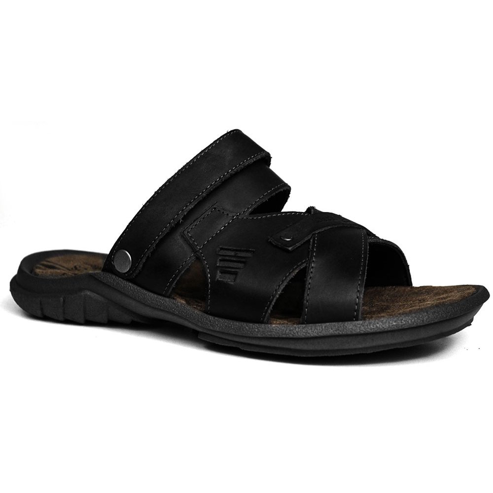 Sandália Papete Masculina de Couro Preto (DCB2200LTPTO)