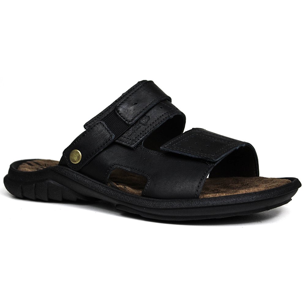 Sandália Papete Masculina de Couro Preto (DCB3500LTPTO)