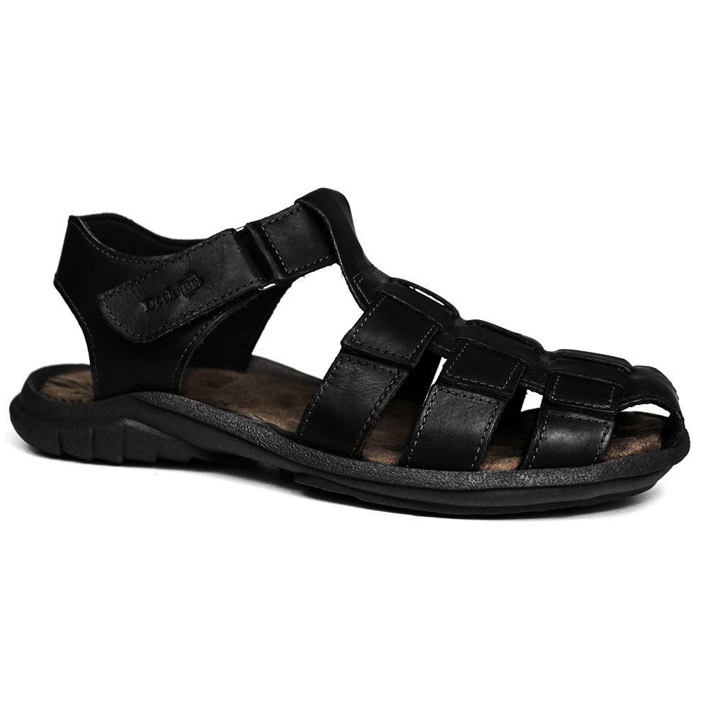 Sandália Papete Masculina de Couro Preto (DCB6500LTPTO)