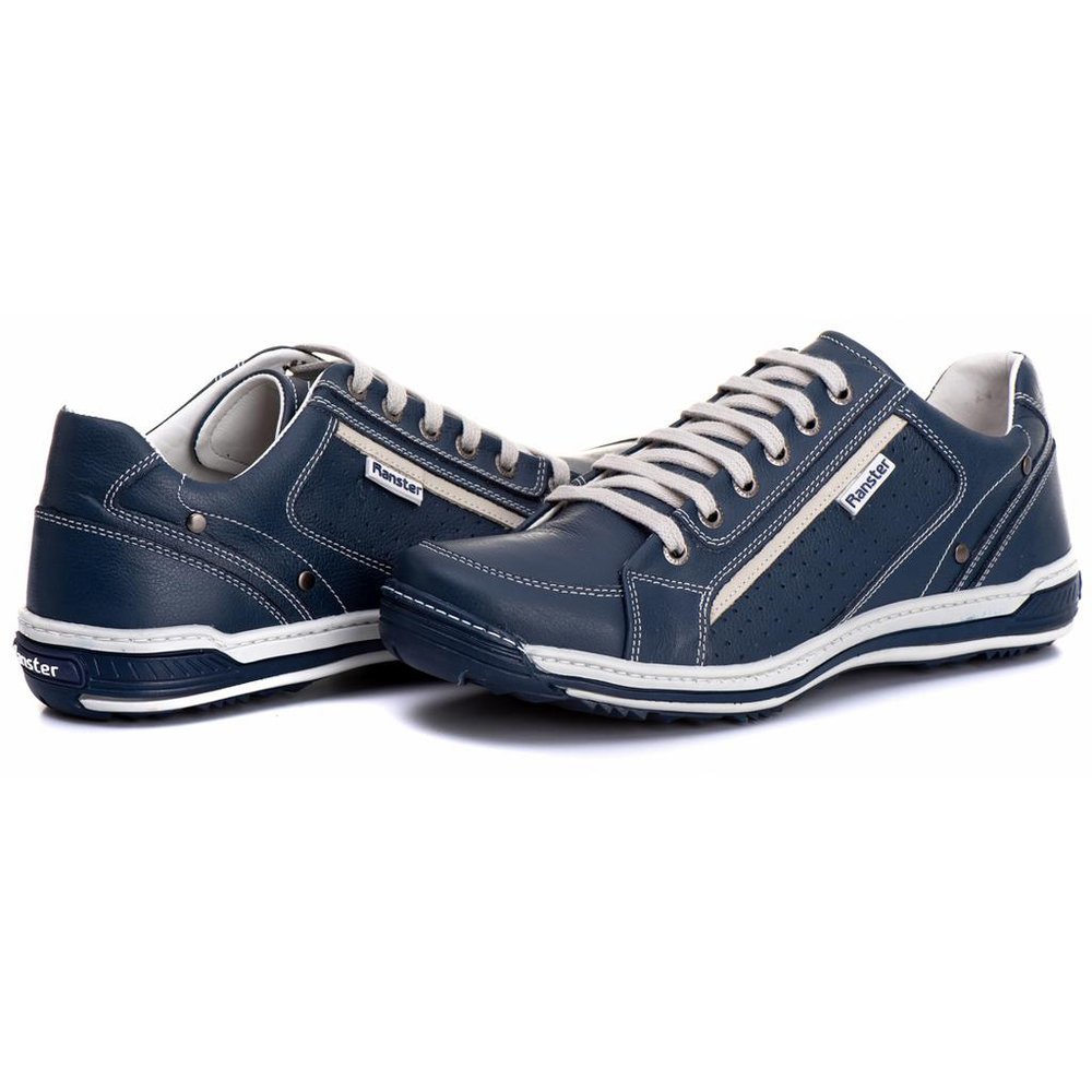 Sapatênis Casual Conforto Couro Azul (RT3006FLOAZU)