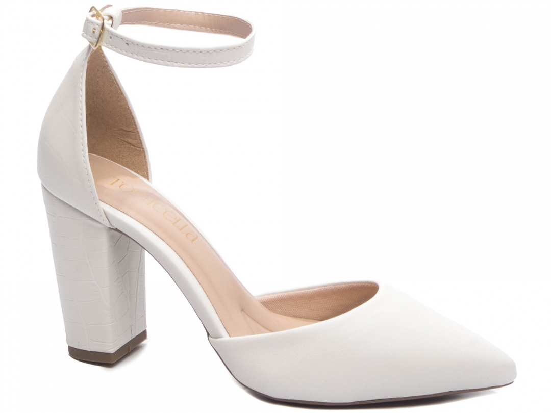 Sapato Scarpin Salto Quadrado Off White (TCL2025x40B)