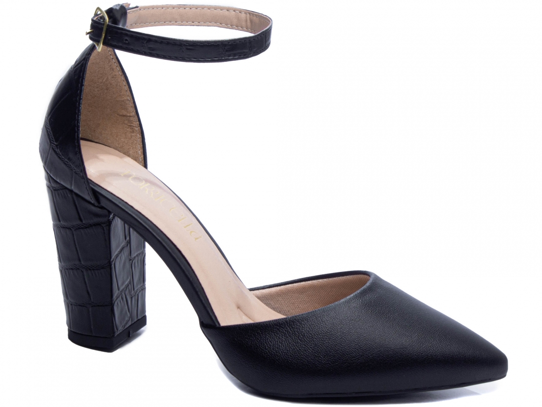 Sapato Scarpin Salto Quadrado Preto (TCL2025x40A)