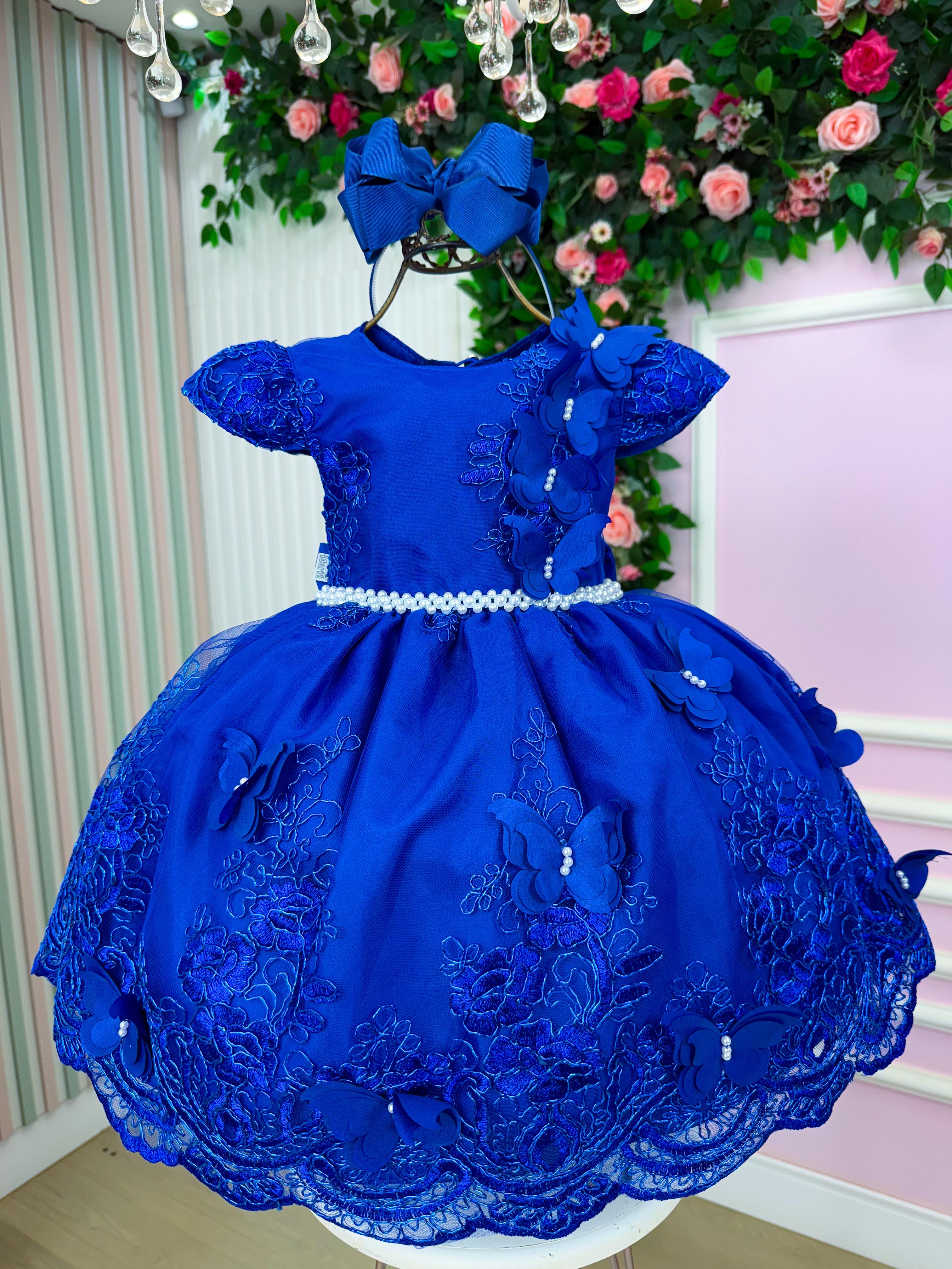Vestido Marie Jardim Encantado Luxo Azul Royal (VESTMRJDENCLXAZR)