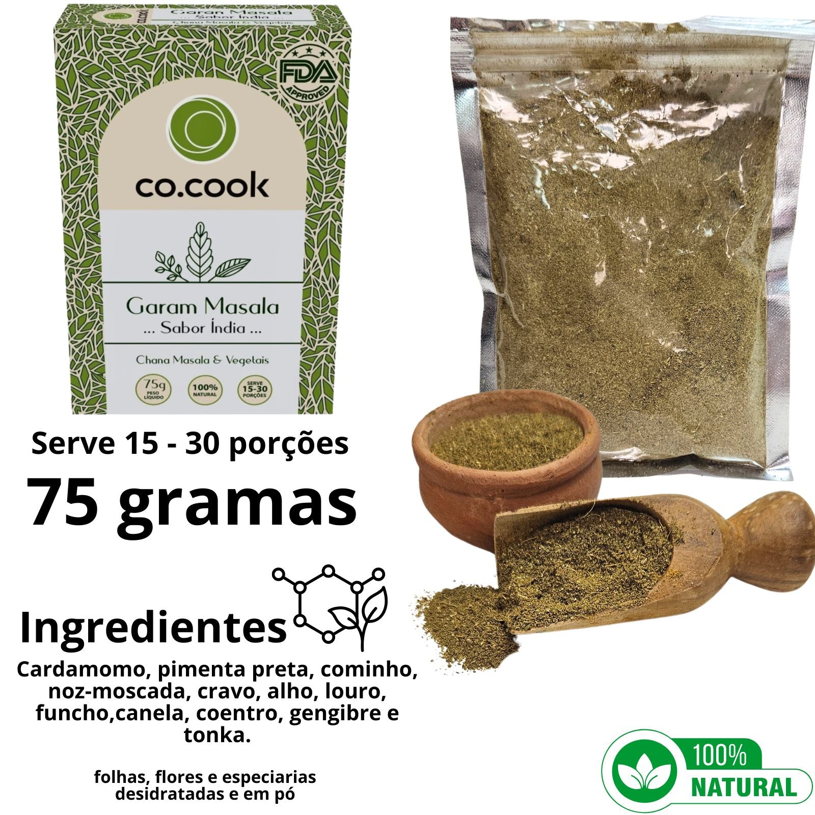CoCook Tempero Funcional 100% Natural Garam Masala 75g (COGARMA75)