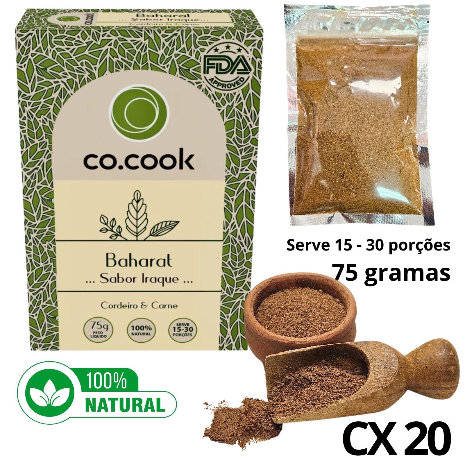 Cx 20 Tempero Funcional 100% Natural CoCook Baharat Sabor Iraque 75g (COCX20BAHIR75)
