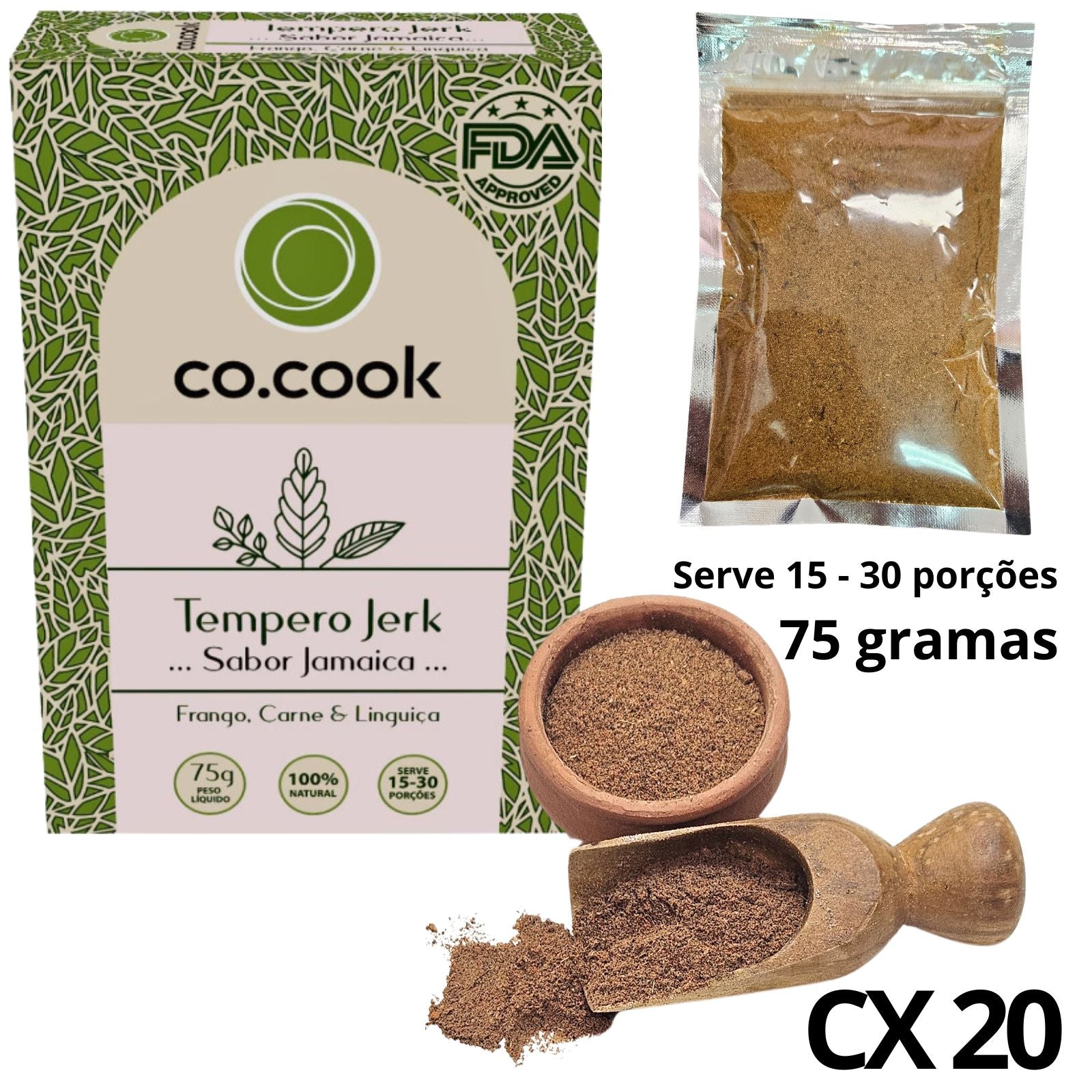 CoCook CX 20 Tempero Funcional 100% Natural Jerk Sabor Jamaica 75g (COCX20JKJA75)