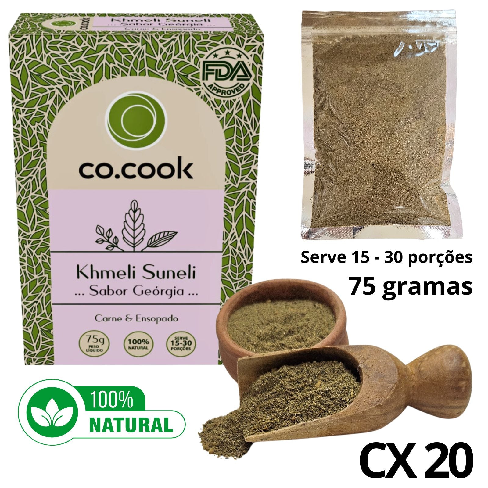 CoCook CX 20 Tempero Funcional 100% Natural Khmeli Suneli Sabor Georgia 75g (COCX20KHSU75)
