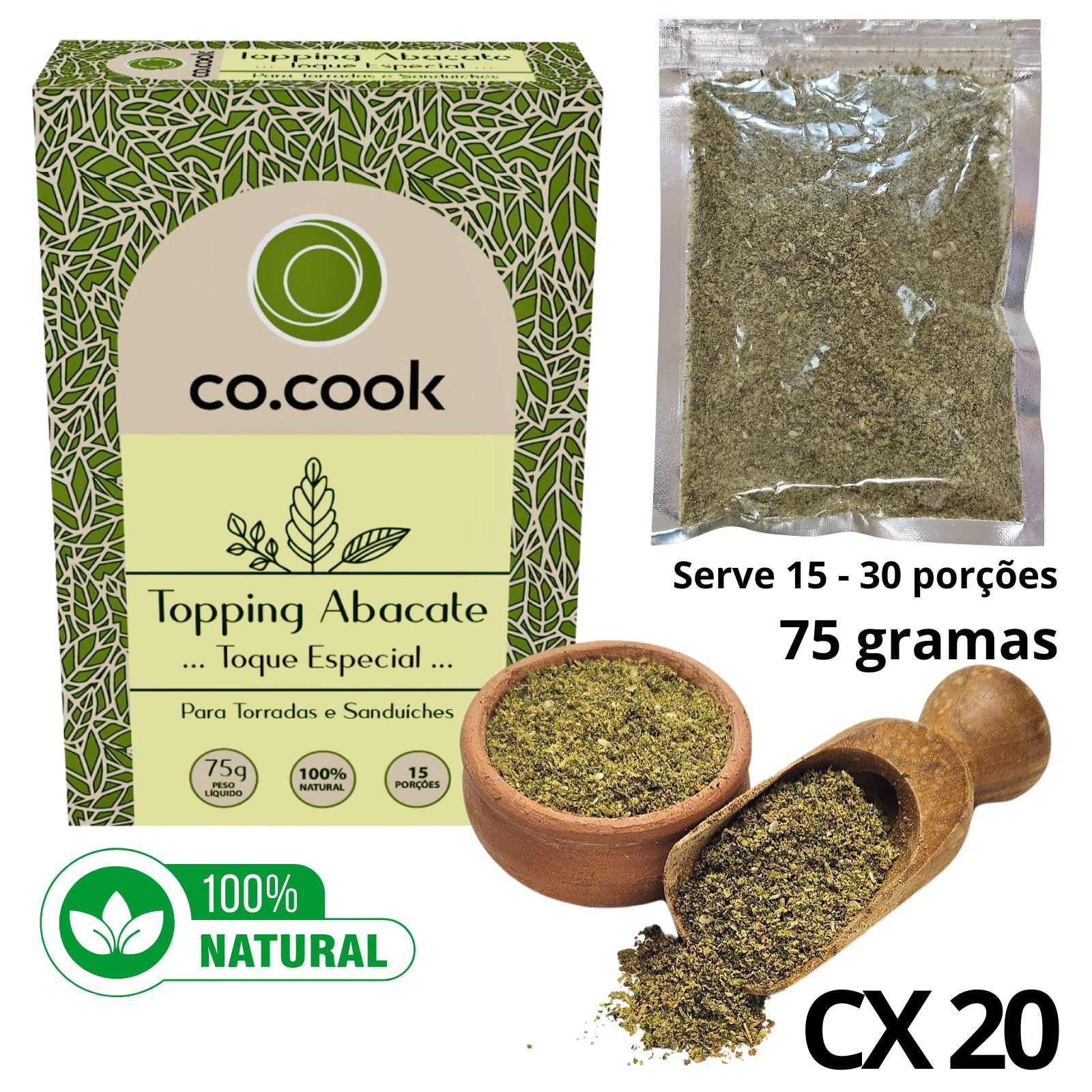 CoCook CX 20 Pack Tempero Natural Torrada Sanduiche Abacate 75g (COCX20MOAB150)