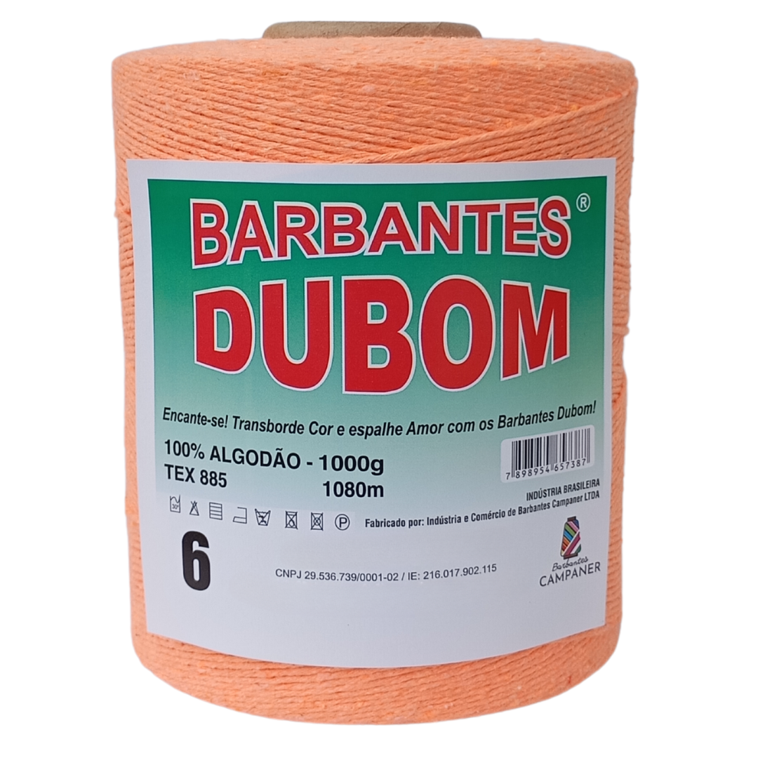 Barbante Dubom Salmão Neon - 1 Kg - Fio 6 (1855)