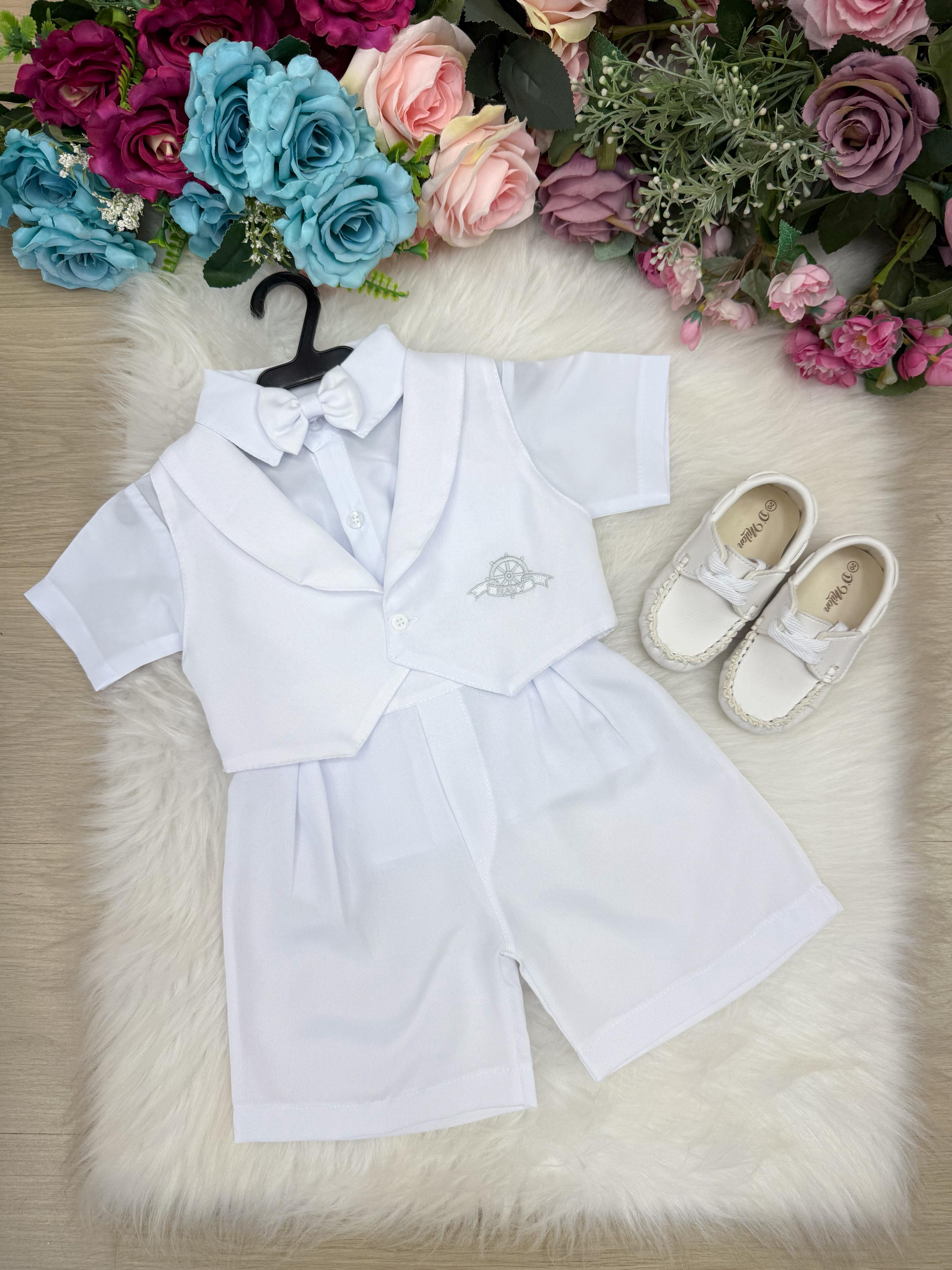 Conjunto Miss Cherry Meninos Bebe Felipe Shorts Branco (CNJTMSCHRMNBBFLPBRC)