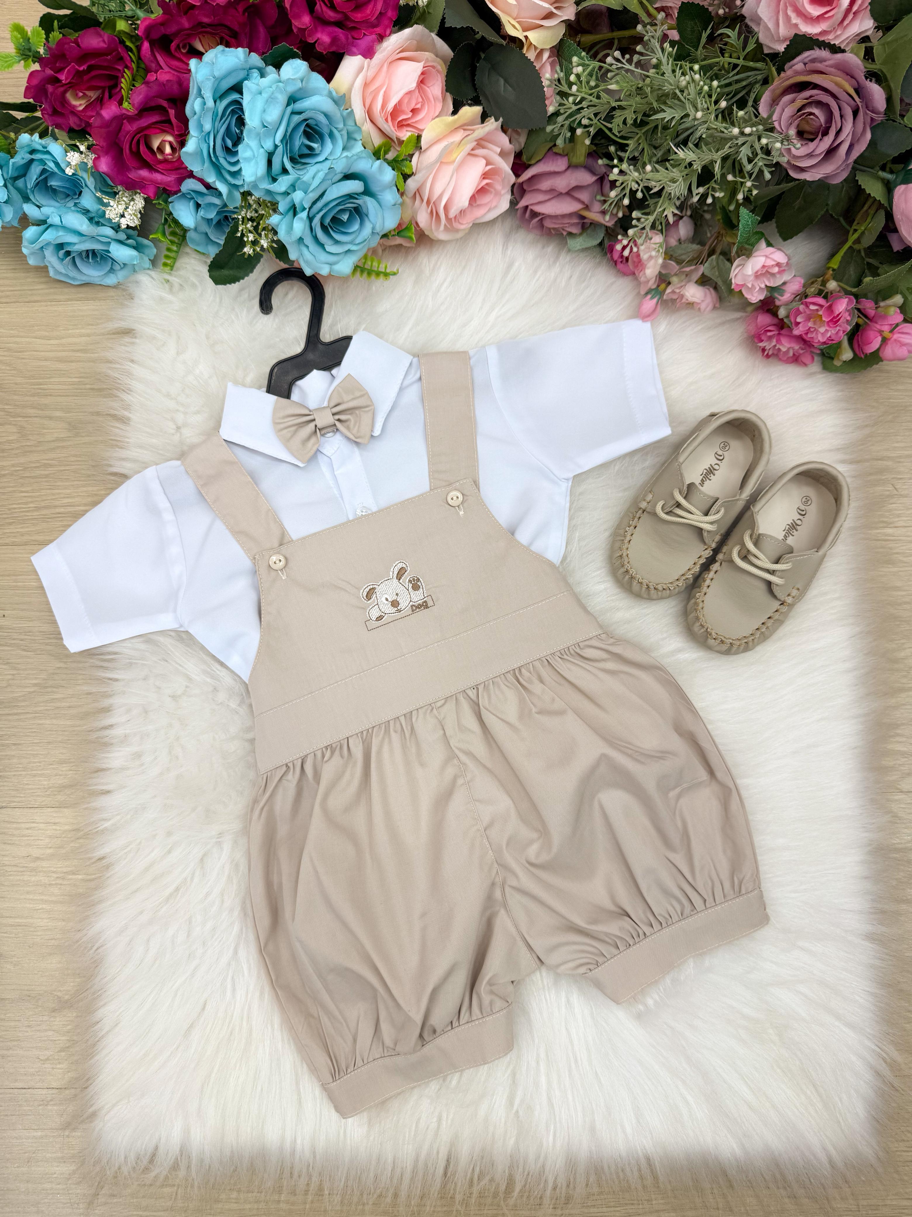 Conjunto Miss Cherry Meninos Bebe Theo Marrom - Bege (CNJTMCMBBTMRBG)