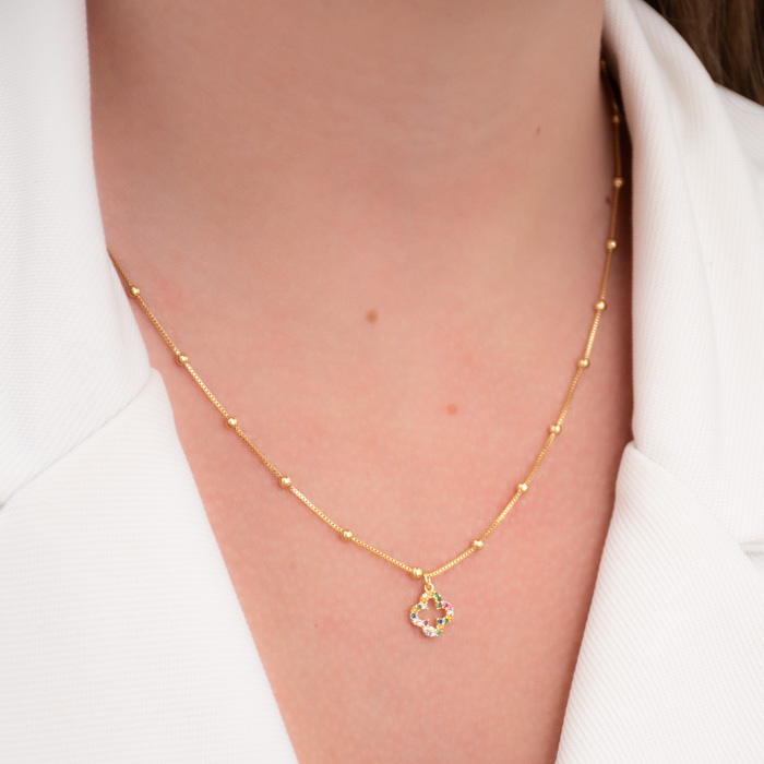 CHOKER DOURADA ESPÍRITO SANTO NA VENEZIANA C/ BOLINHA (020631)