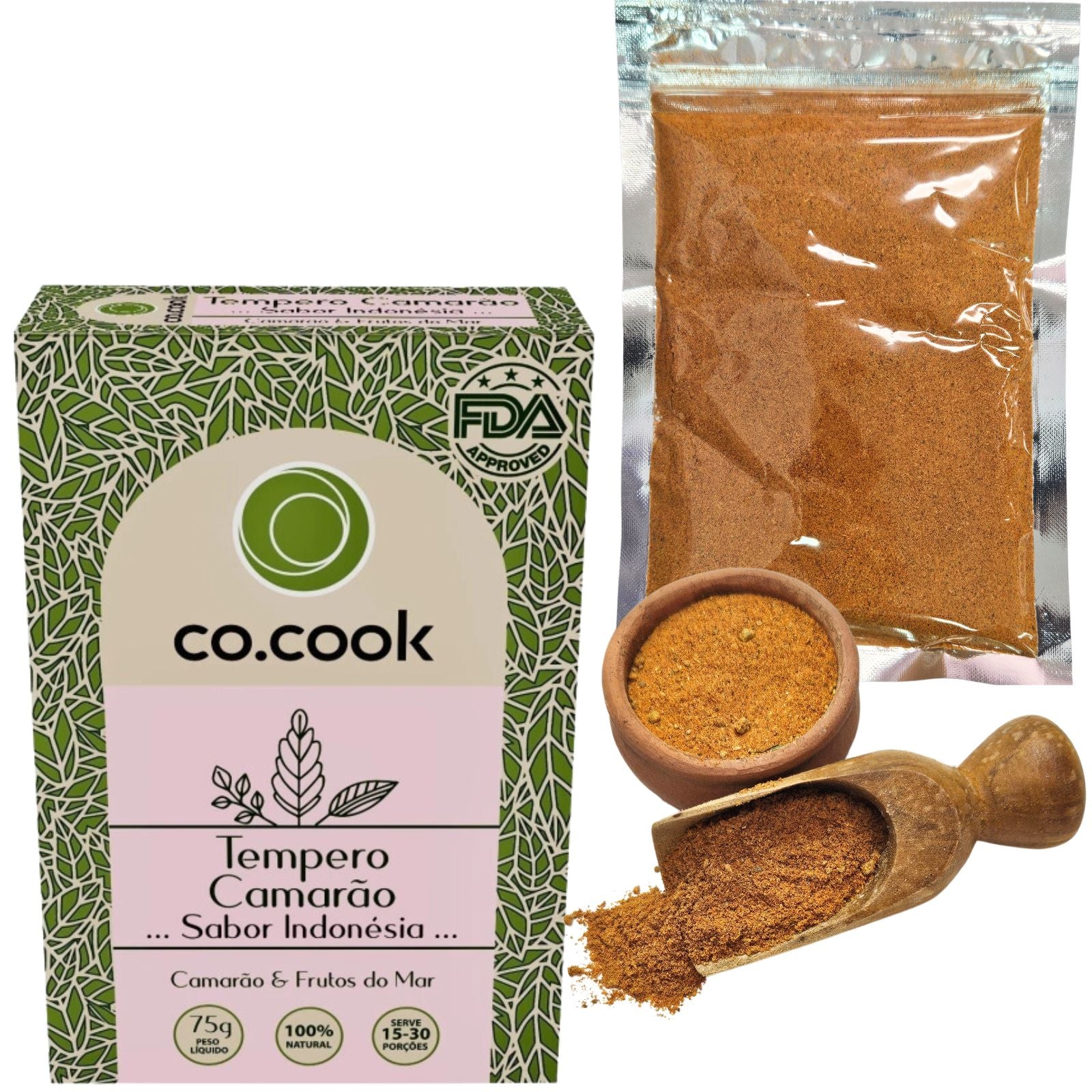 Tempero Funcional 100% Natural CoCook Camarão Sabor Indonésia 75g (COCAMI75)