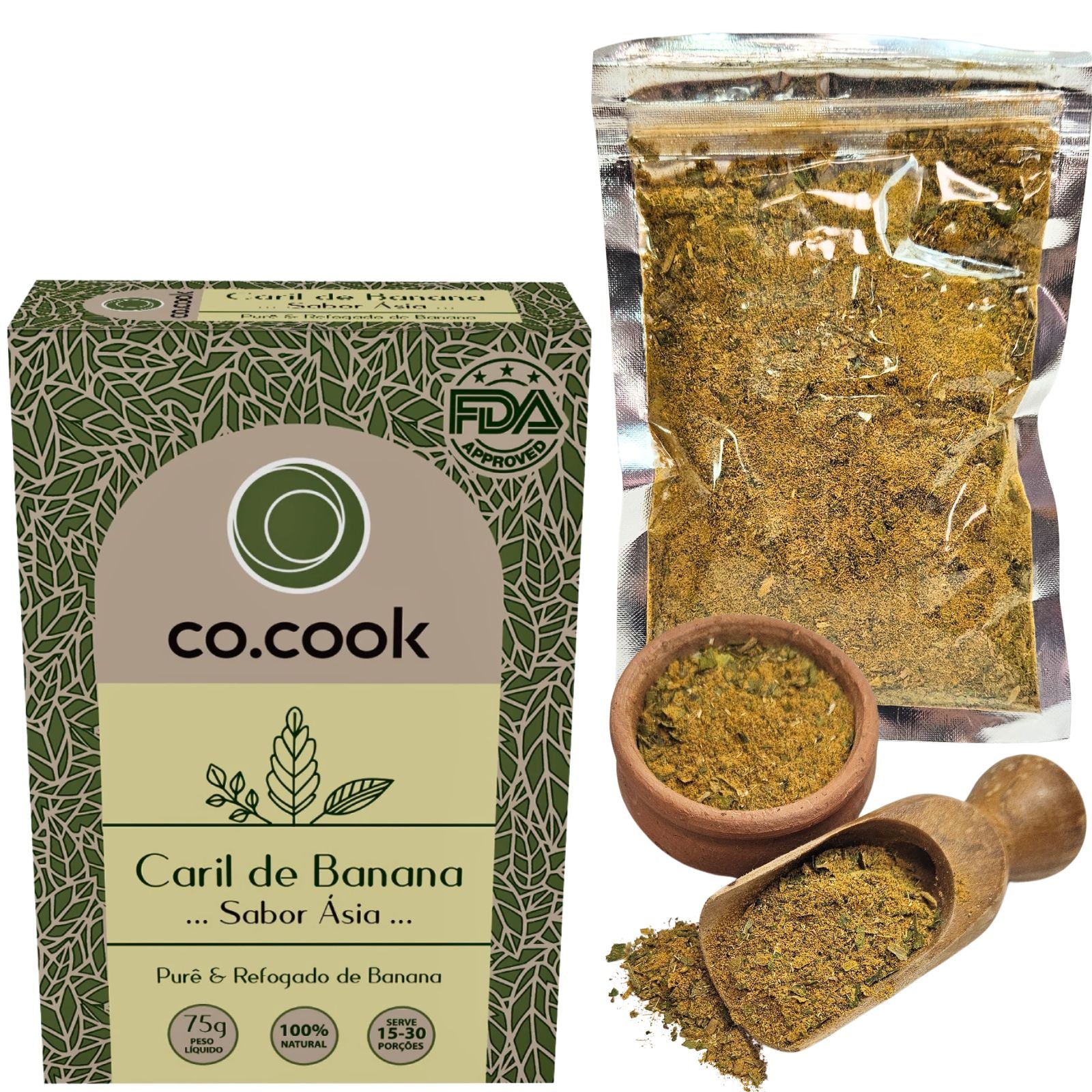 Tempero Funcional 100% Natural CoCook Caril de Banana Sabor Ásia 75g (COCABA75)