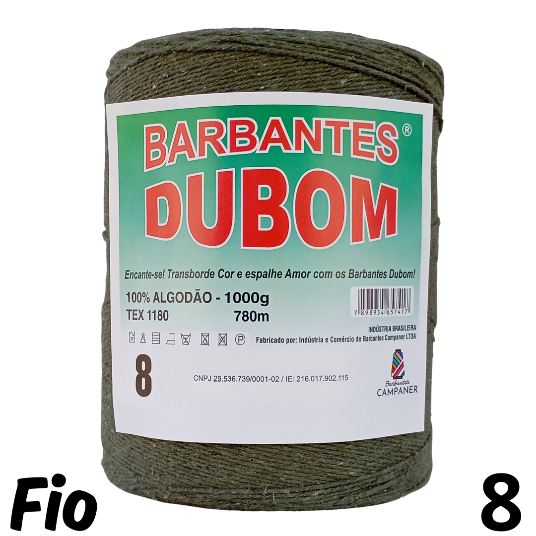 Barbante Dubom Verde Oliva - 1 Kg - Fio 8 - 780m (2274)