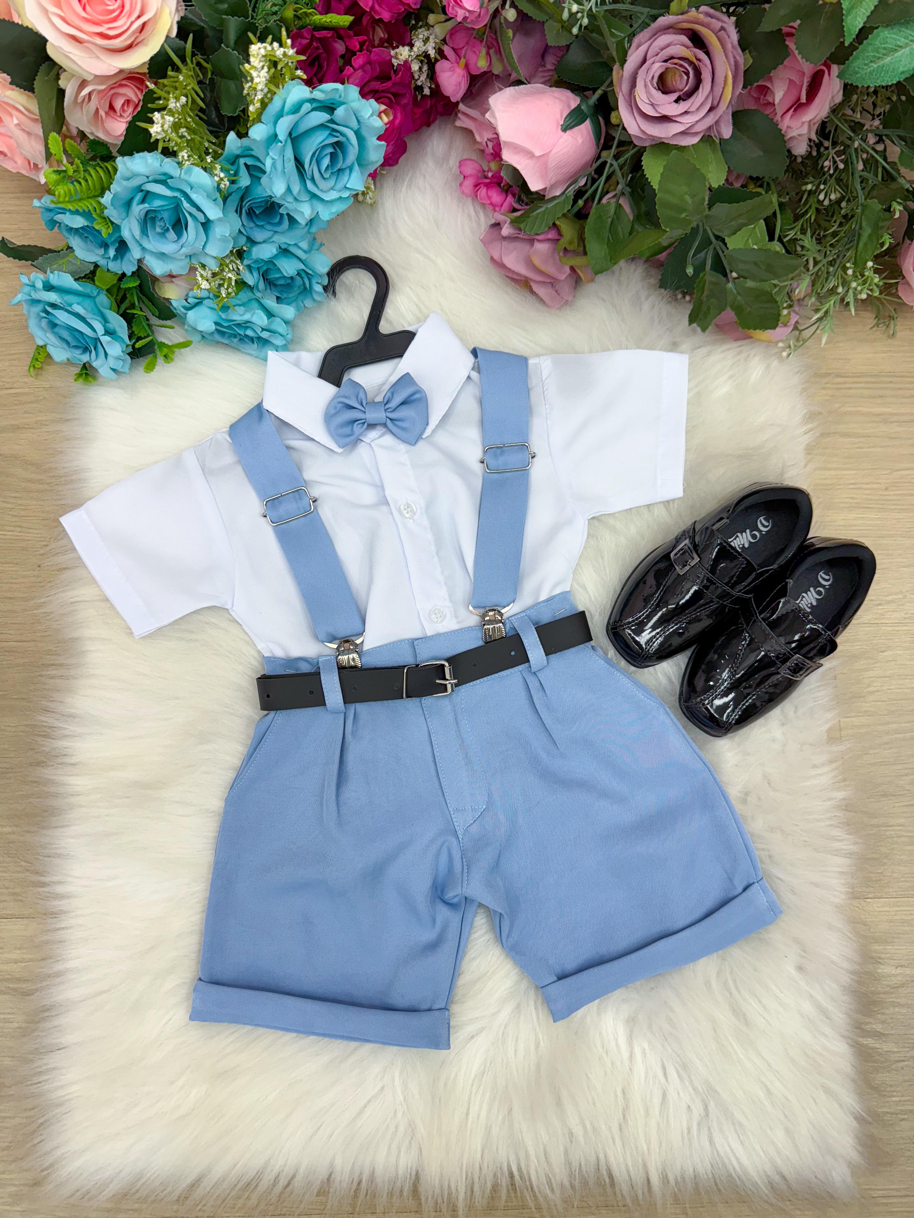 Conjunto Miss Cherry Meninos Social Shorts Ravi Azul Claro (CNJTMSSCHRMSSRAZCL)