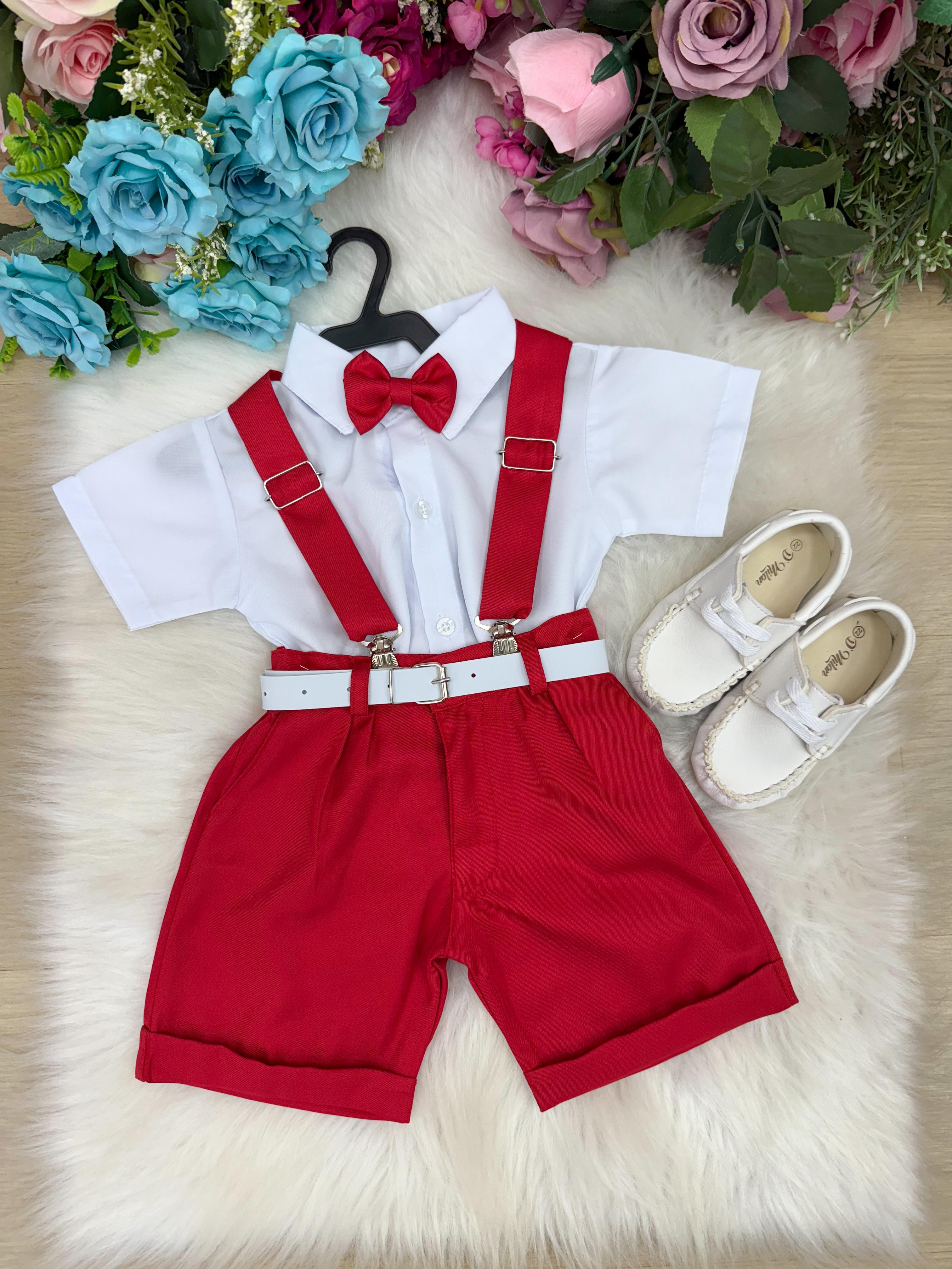 Conjunto Miss Cherry Meninos Social Shorts Ravi Vermelho (CNJTMSSCHRMNSCSHRRVVM)