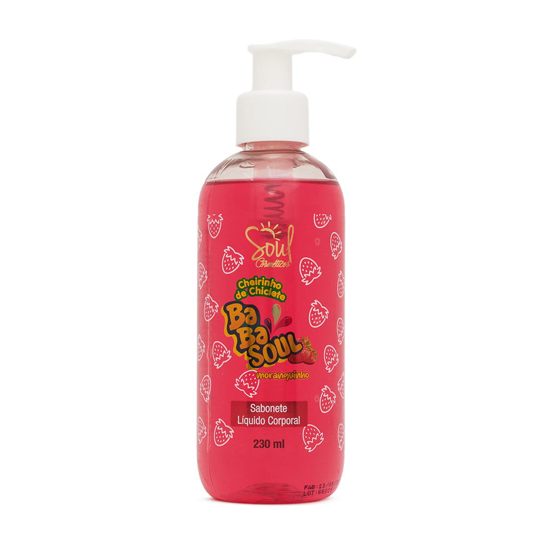 Sabonete Liquido Corporal Cheirinho de Chiclete Moranguinho Babasoul 230ml (726091)