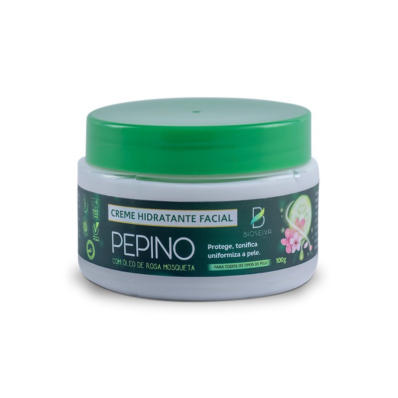Creme Hidratante Facial 100g - Pepino e Rosa Mosqueta - BioSeiva - Vegano e Antissinais (7898931325513)