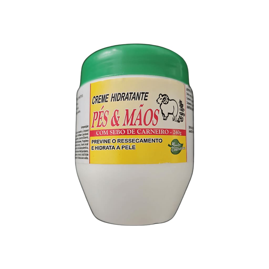 Creme Hidratante Pés e Mãos Sebo de Carneiro 240g Aroeira Cosmética - Hidratação e Proteção (7898351965450)