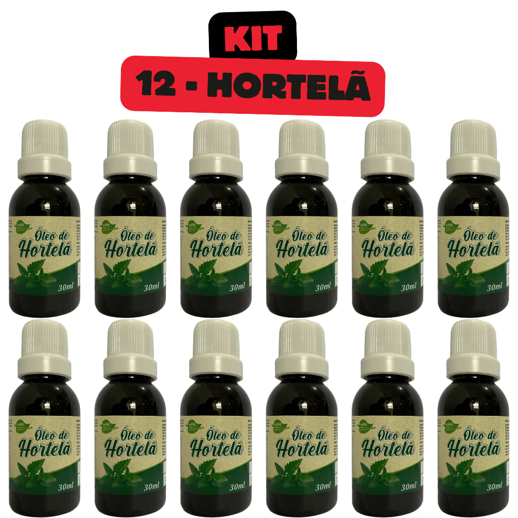 Kit 12 Óleos de Hortelã 30mL Aroeira Cosmética – 100% Natural para Massagem Relaxante e Bem-Estar (AR-KIT12HORTELA)