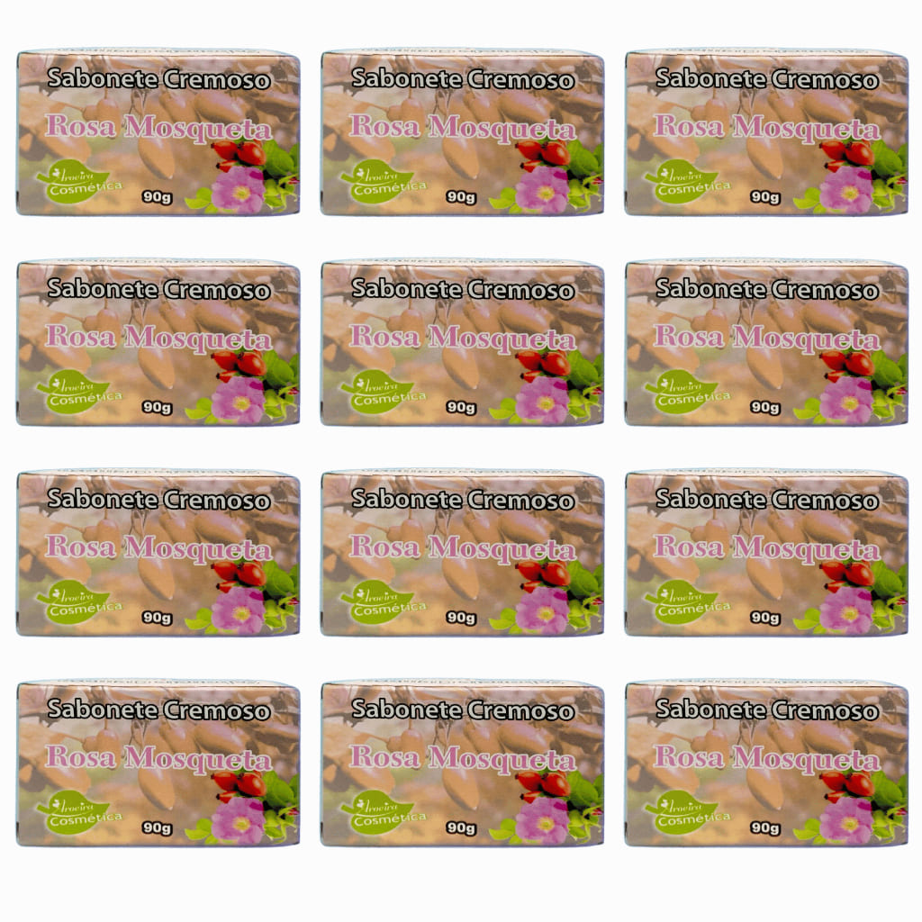 Kit 12 Sabonetes Naturais de Rosa Mosqueta 90g – Clareador, Hidratante e Antissinais Aroeira (AR-12-SAB-ROSAMOSQUETA)