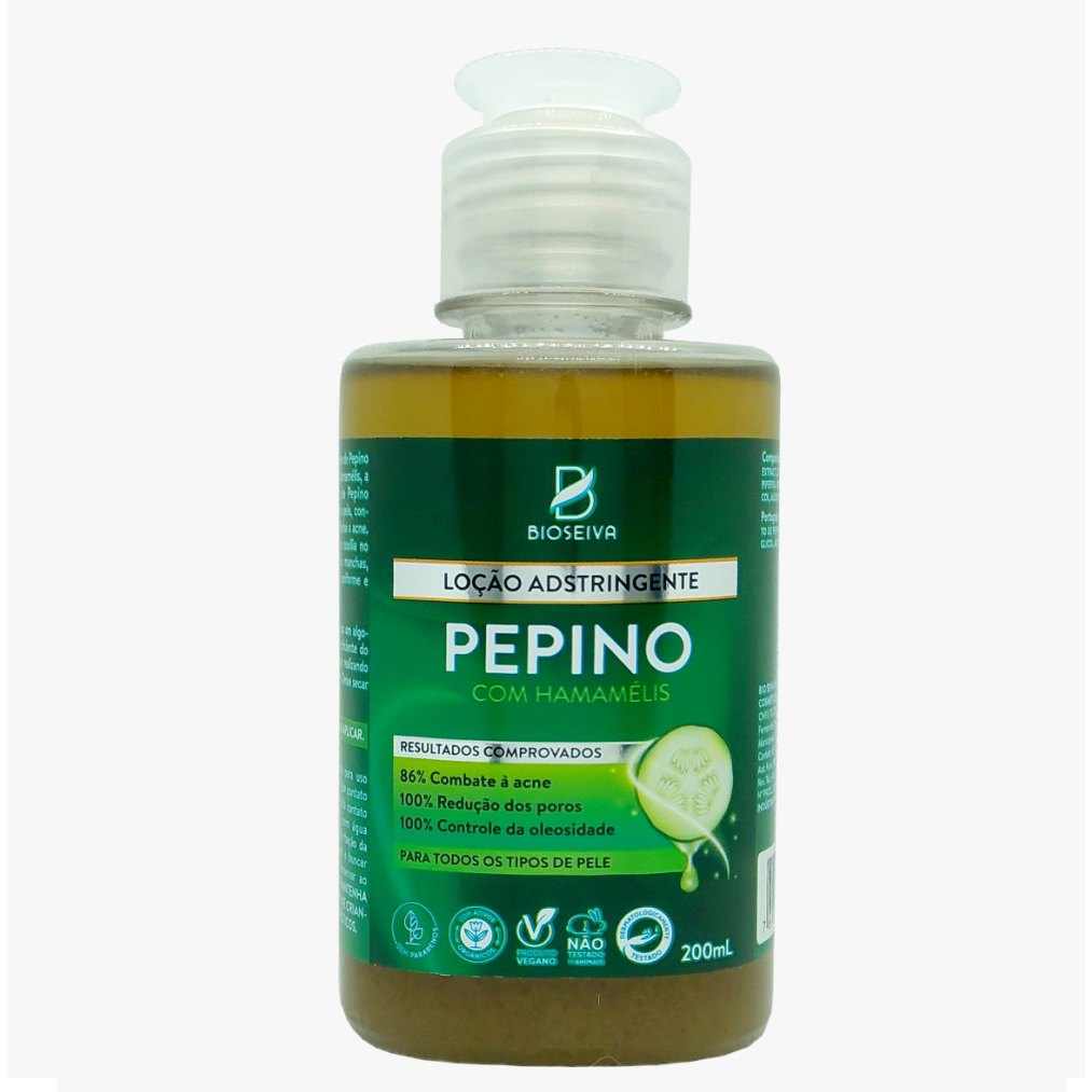 Loção Adstringente de Pepino BioSeiva 200mL - Limpeza Facial, Controle da Oleosidade e Refrescância (7898945464826)