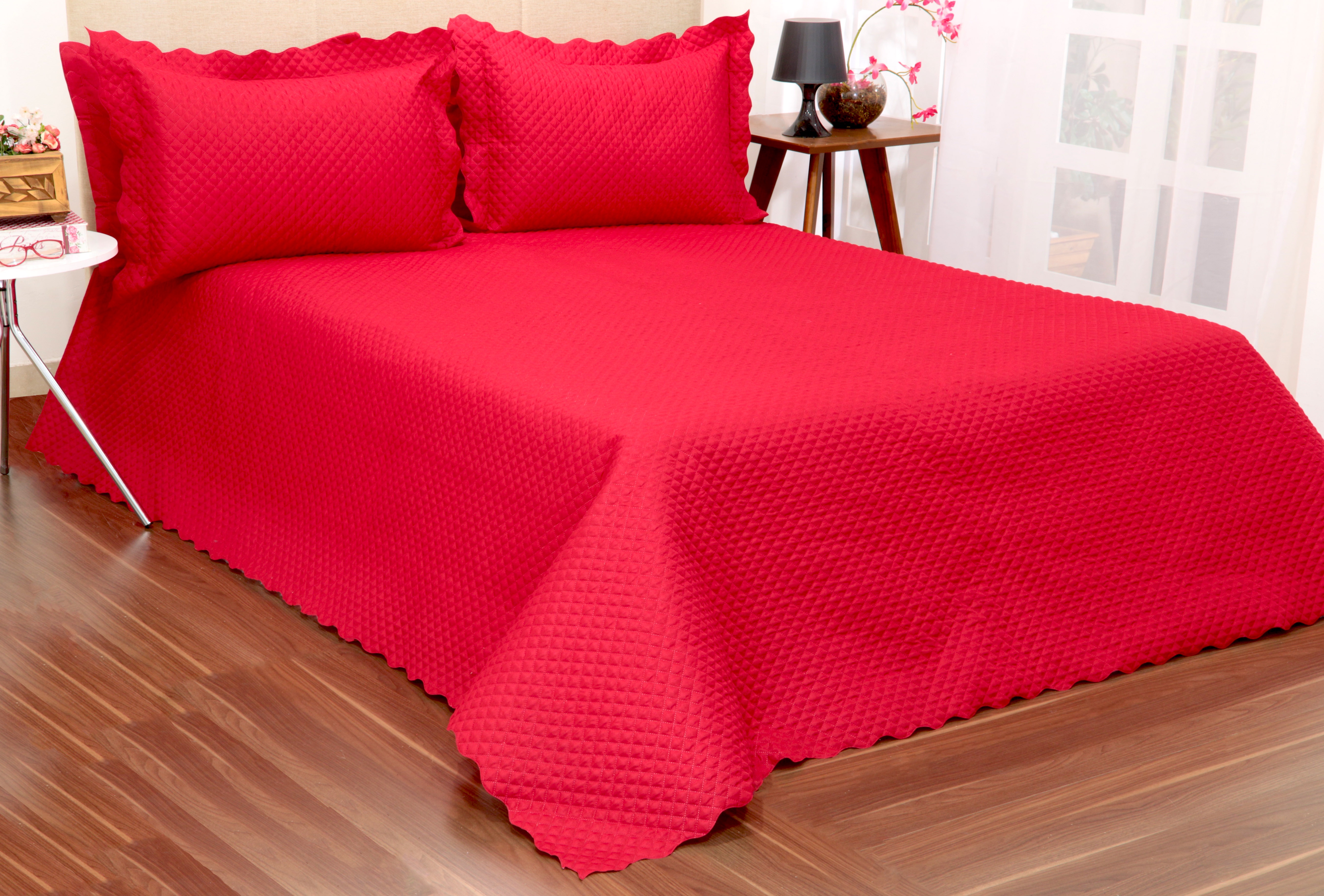 Kit Cobreleito Classic Queen 03 pçs Vermelho (5887)