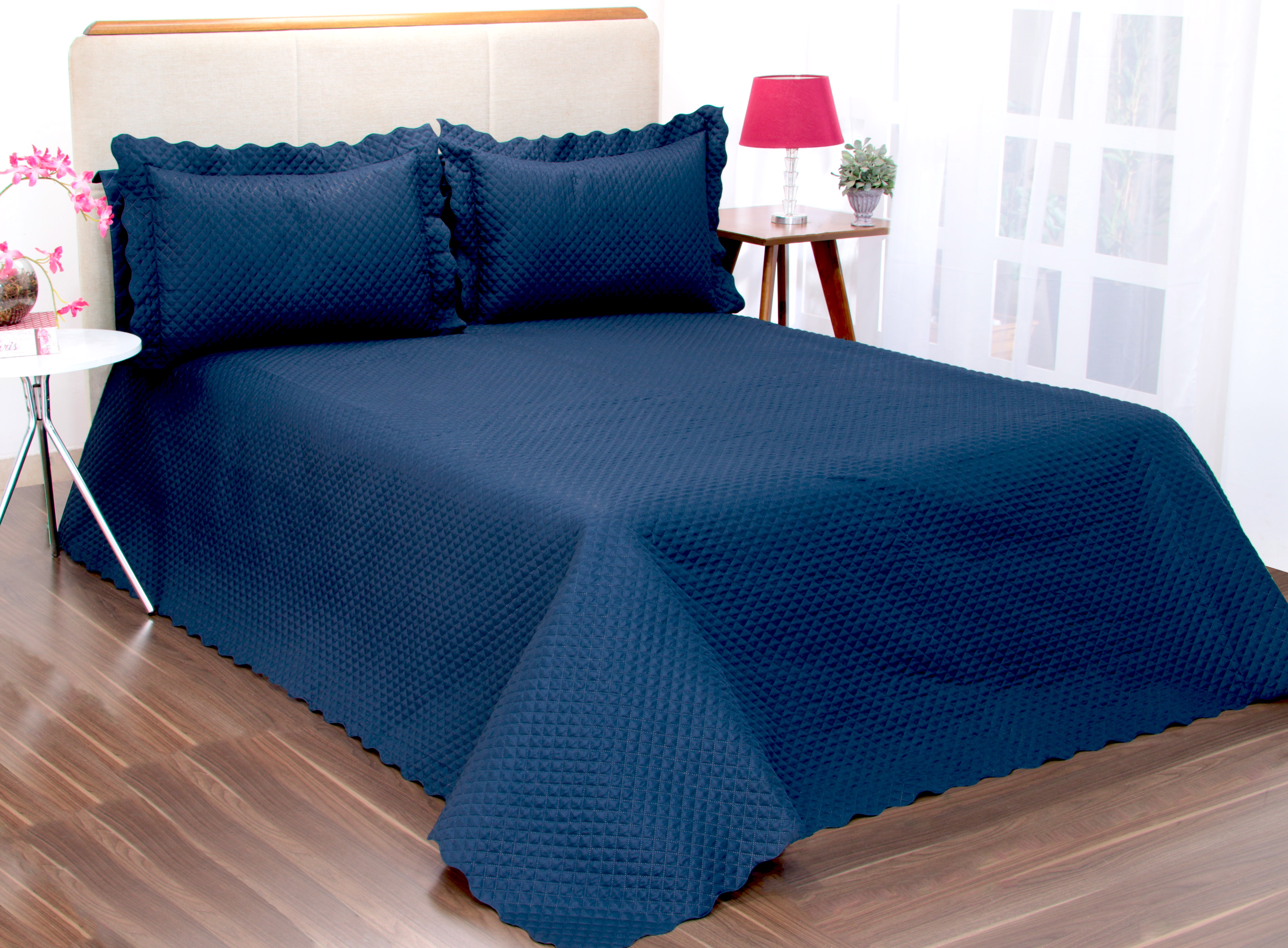 Kit Cobreleito Classic Queen 03 pçs Azul (5886)