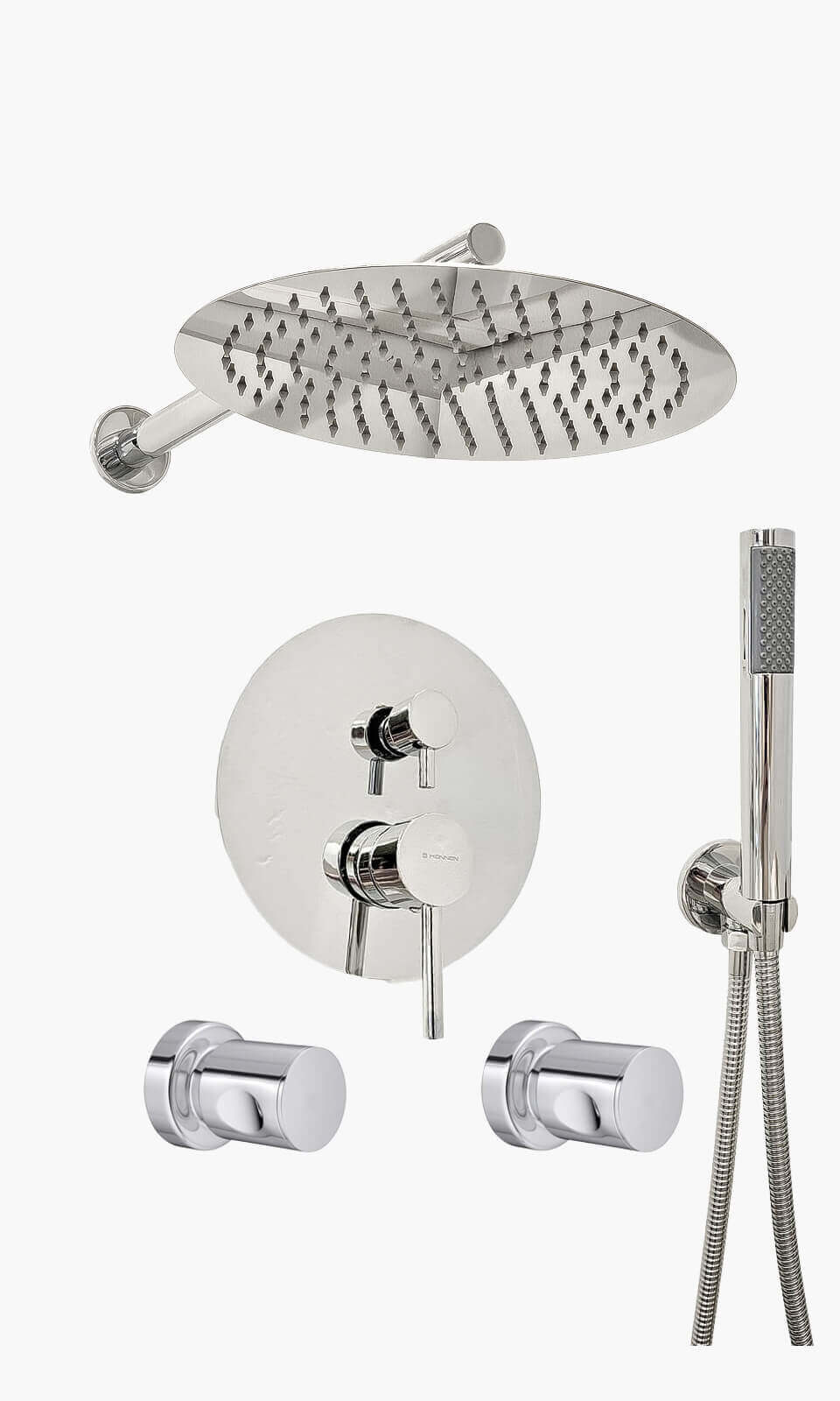 Kit Área de Banho - Cromado - Round - Registro Monocomando com Ducha Manual - Konnen Metais - KD30-C-R-M-CD
