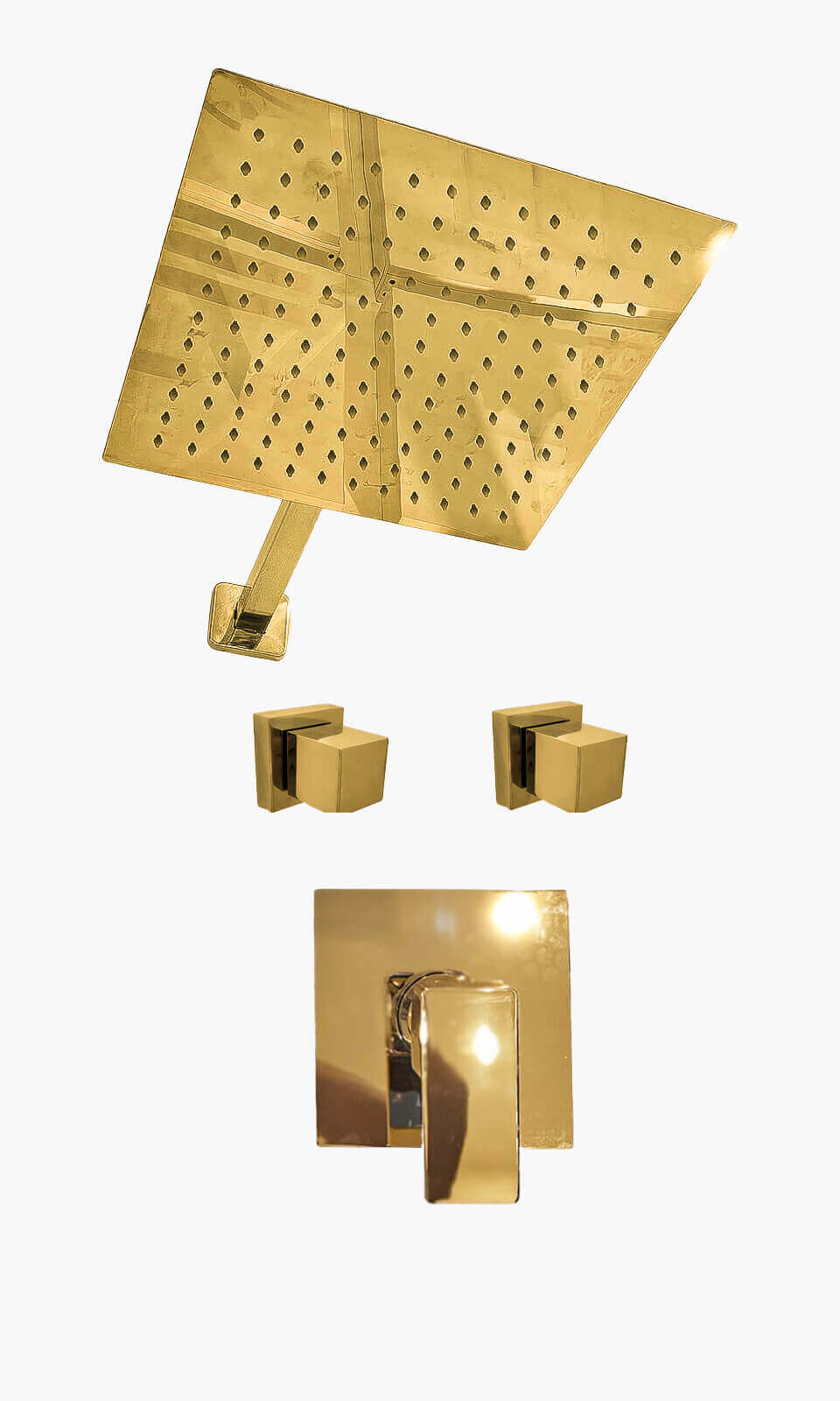 Kit Área de Banho - Dourado - Square - Acabamento de Registro Monocomando - Konnen Metais - KD30-D-Q-MA