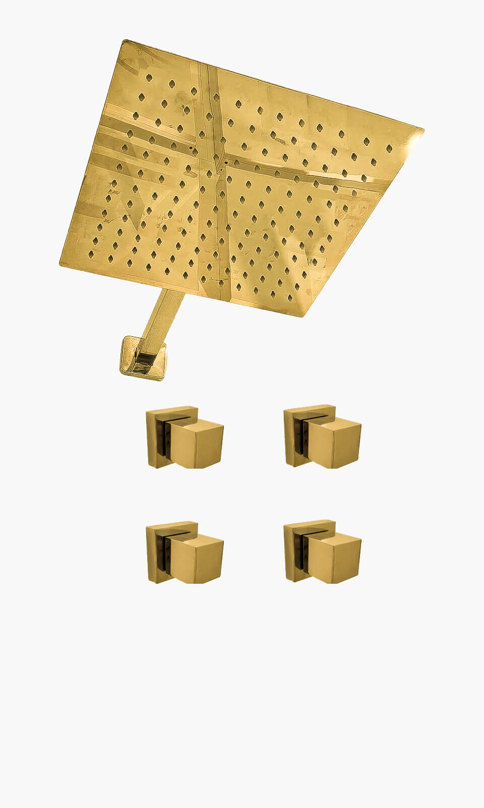 Kit Área de Banho - Dourado - Square - Registro Simples - Konnen Metais - KD30-D-Q-RS