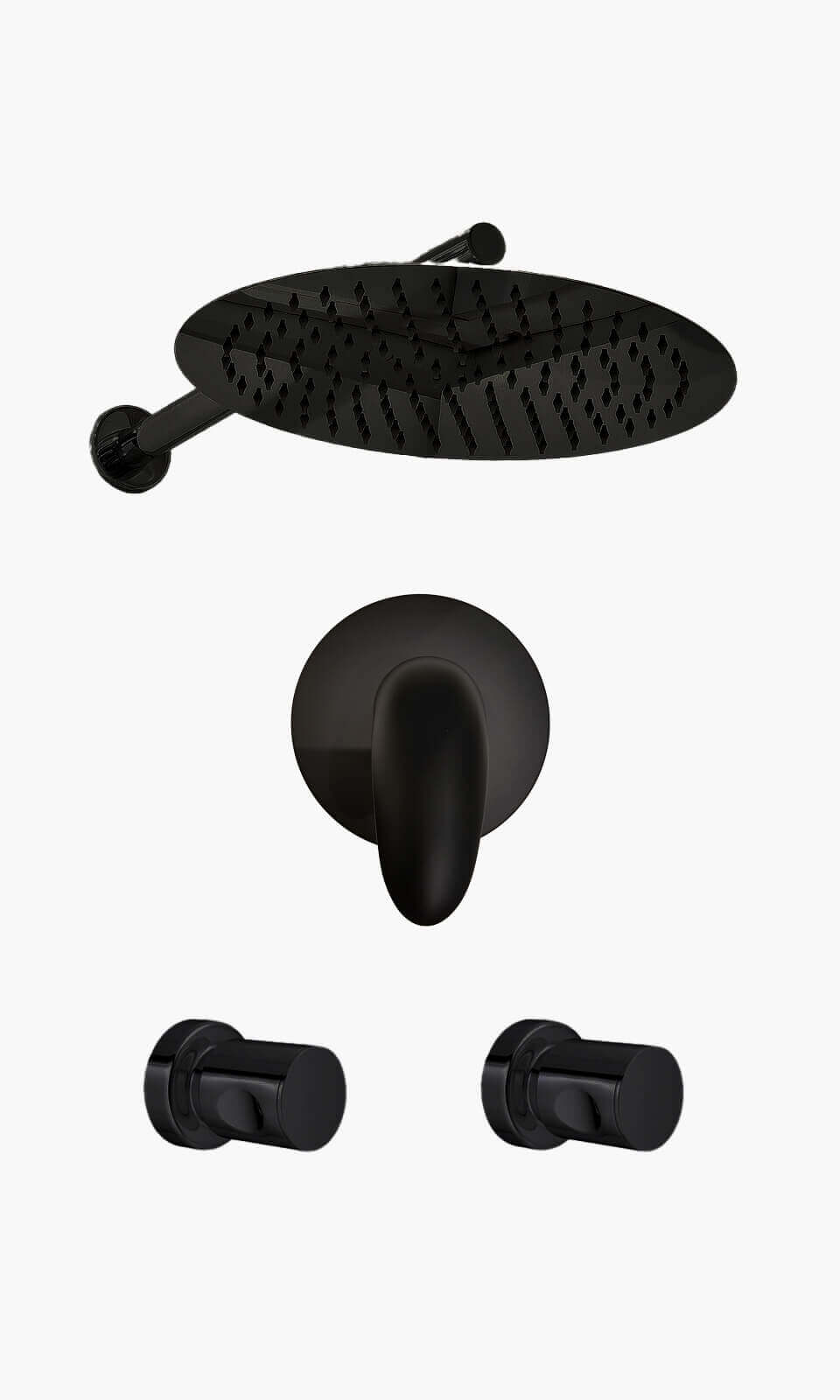 Kit Área de Banho - Preto Fosco - Round - Acabamento de Registro Monocomando - Konnen Metais - KD30-P-R-MA