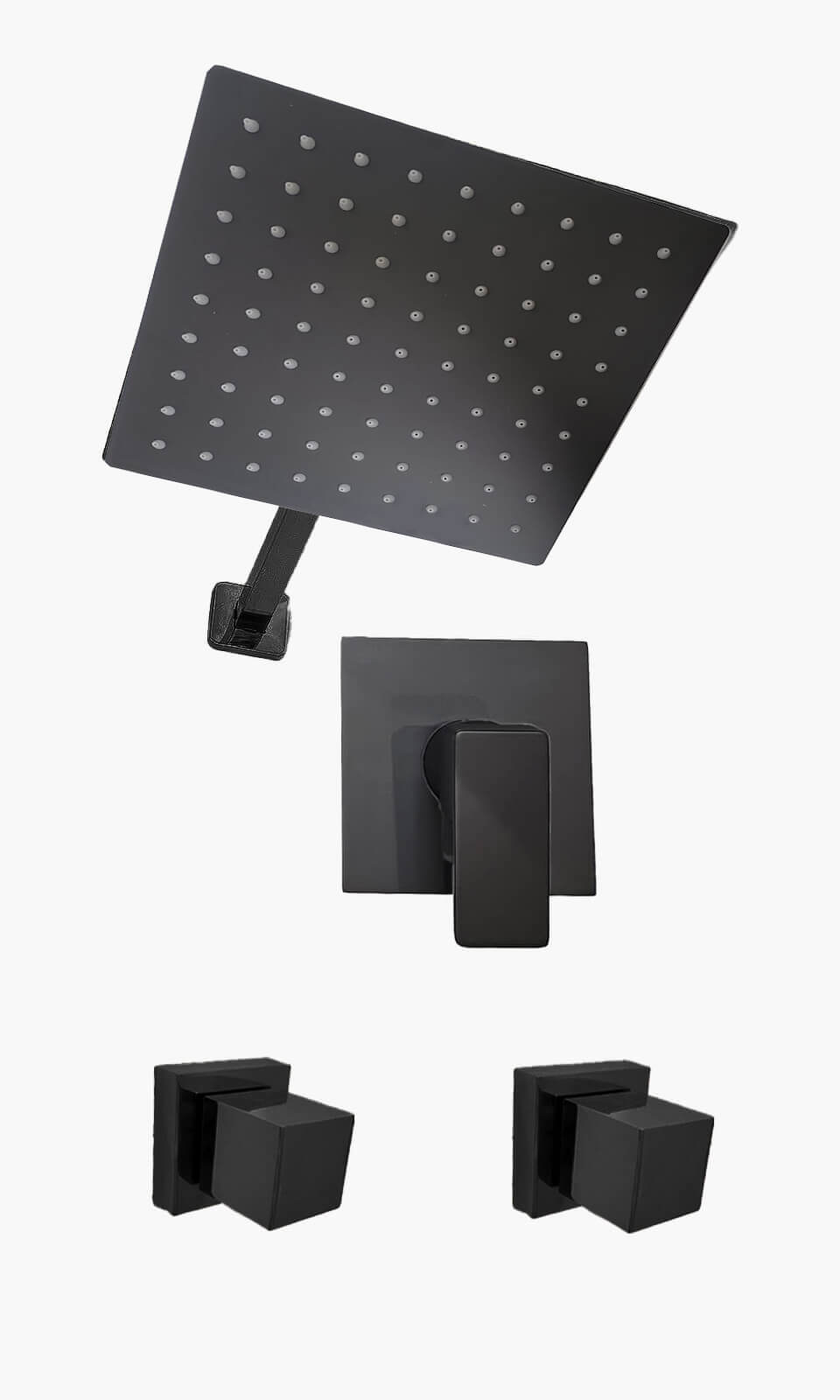 Kit Área de Banho - Preto Fosco - Square - Acabamento de Registro Monocomando - Konnen Metais - KD30-P-Q-MA