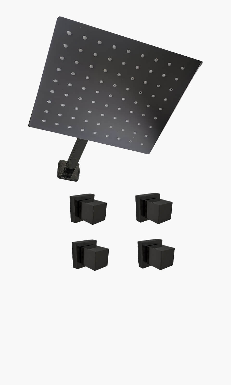 Kit Área de Banho - Preto Fosco - Square - Registro Simples - Konnen Metais - KD30-P-Q-RS