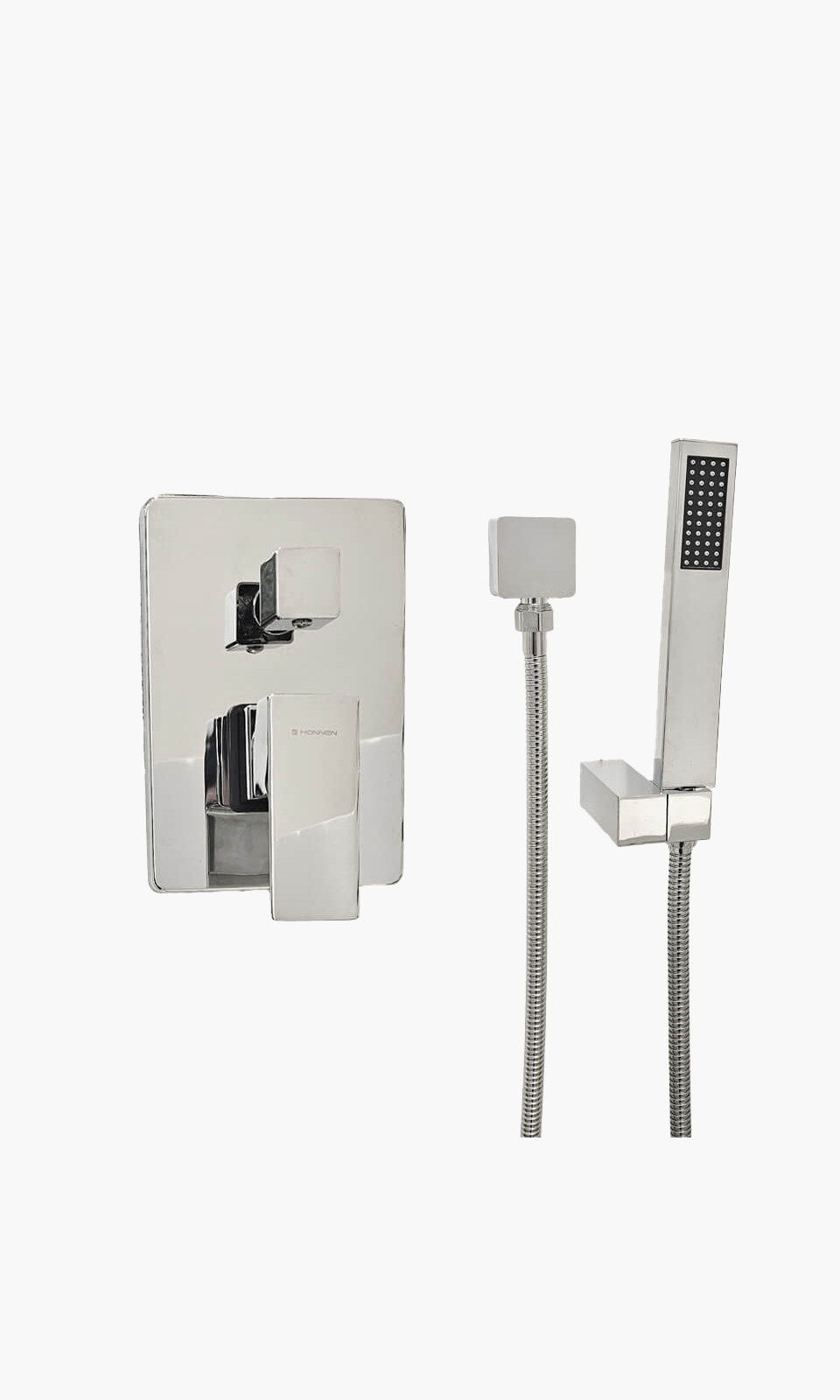 Kit Registro de Chuveiro Monocomando 4 vias Square com Ducha Manual Cromado - Konnen Metais - FN-CS32-SQ-C