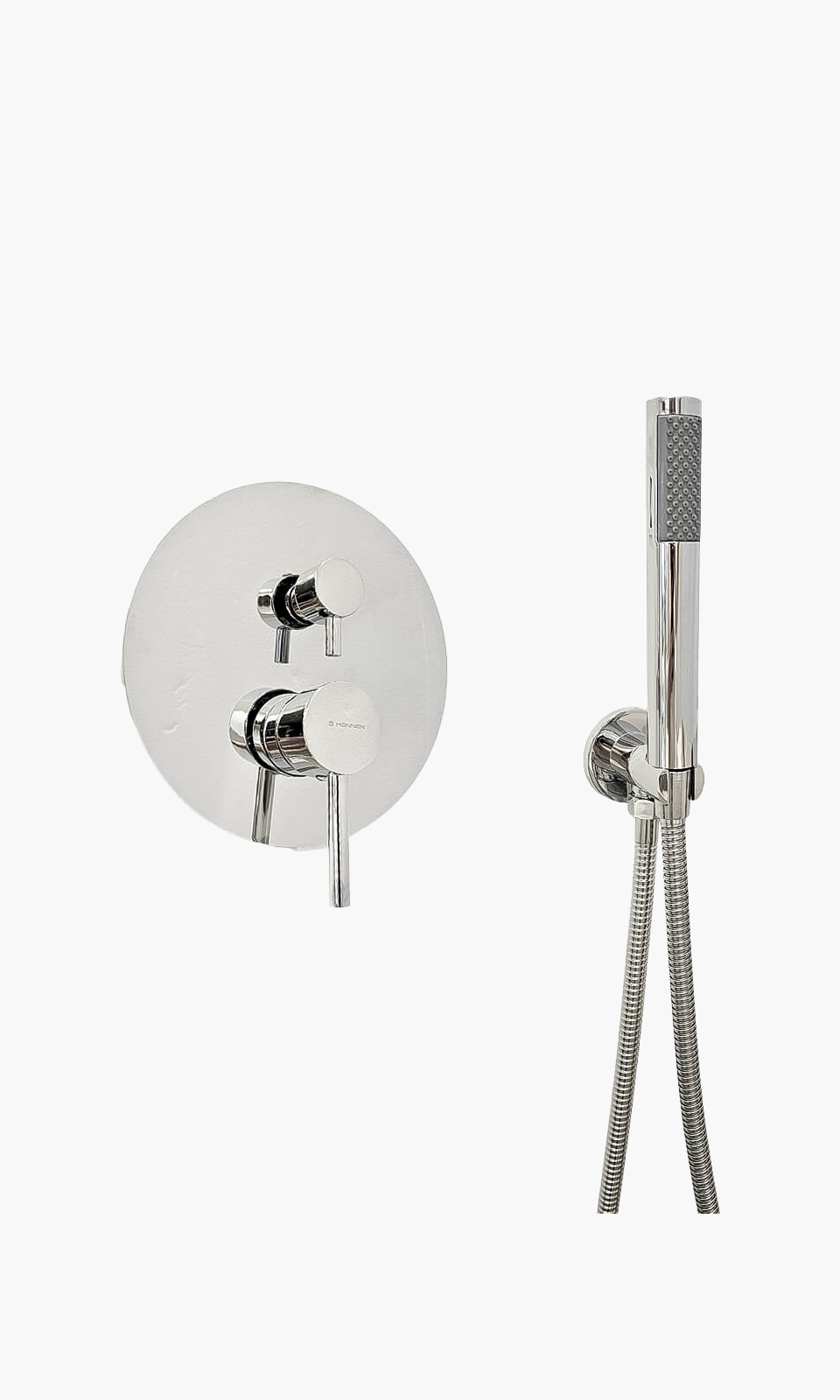 Kit Registro de Chuveiro Monocomando 4 vias Round com Ducha Manual Cromado - Konnen Metais - FN-CS35-RD-C