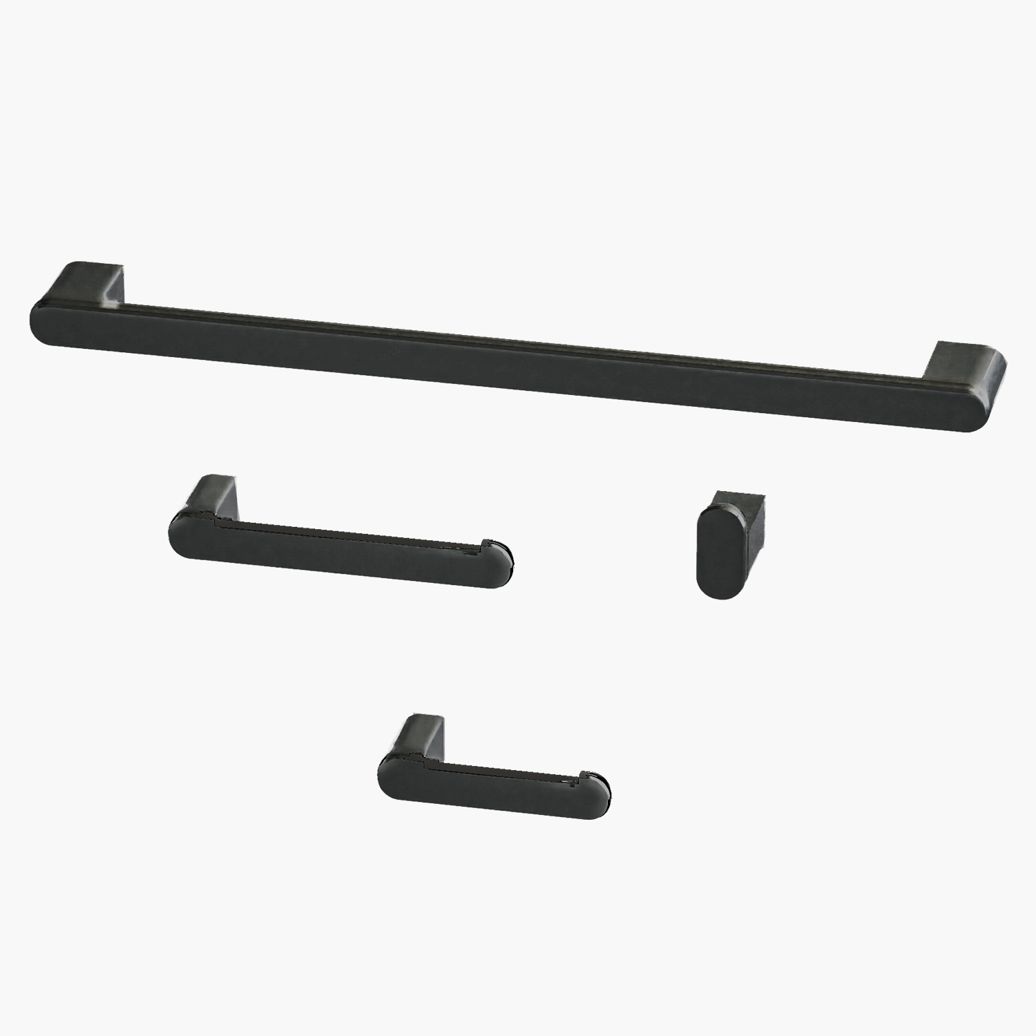 Acessorios para Banheiro Kit com 4 peças - Konnen Metais - Round Toalheiro Simples Preto Fosco - AC-RD-SG-B