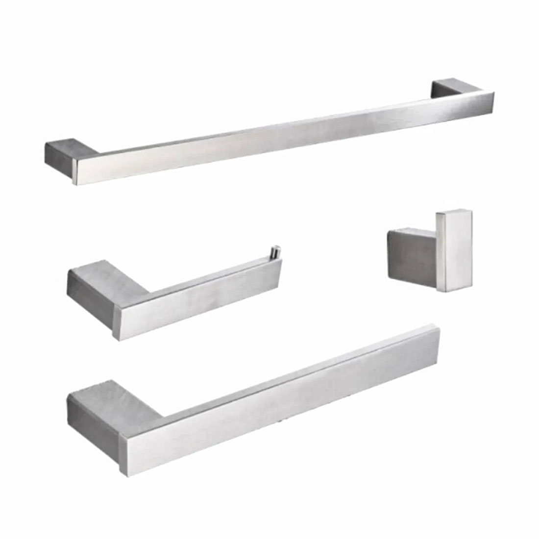 Acessorios para Banheiro Kit com 4 peças - Konnen Metais - Square Toalheiro Simples Inox Escovado - AC-SQ-SG-E