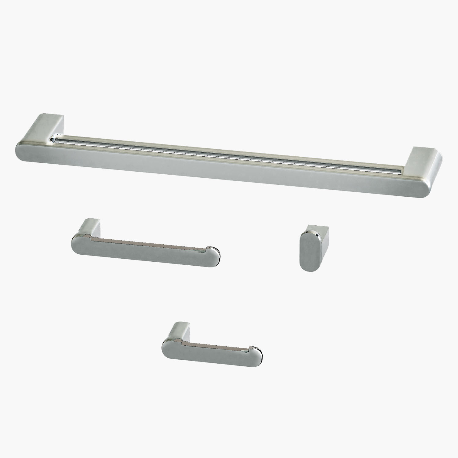 Acessorios para Banheiro Kit com 4 peças - Konnen Metais - Round Toalheiro Duplo Cromado - AC-RD-DB