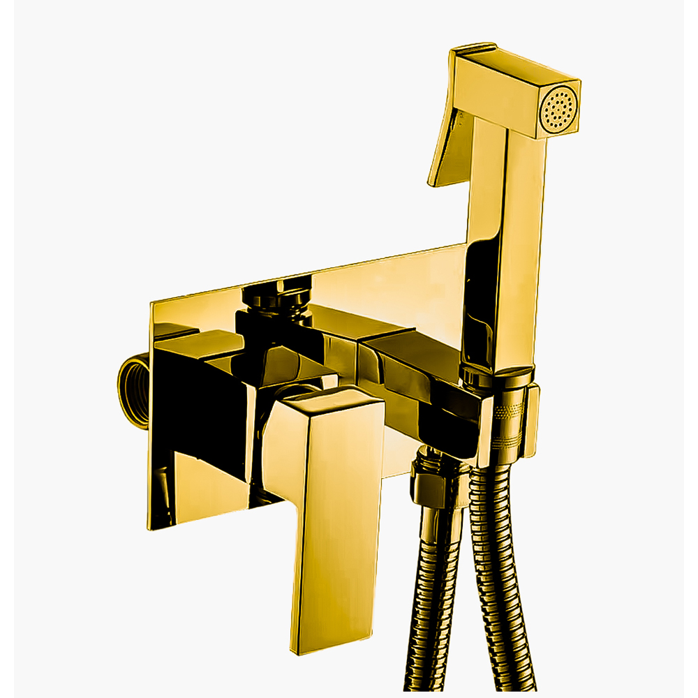 Ducha Higienica Monocomando para Banheiro - Konnen Metais - Ducha Higienica Square Dourado - FN-30065-SQ-D