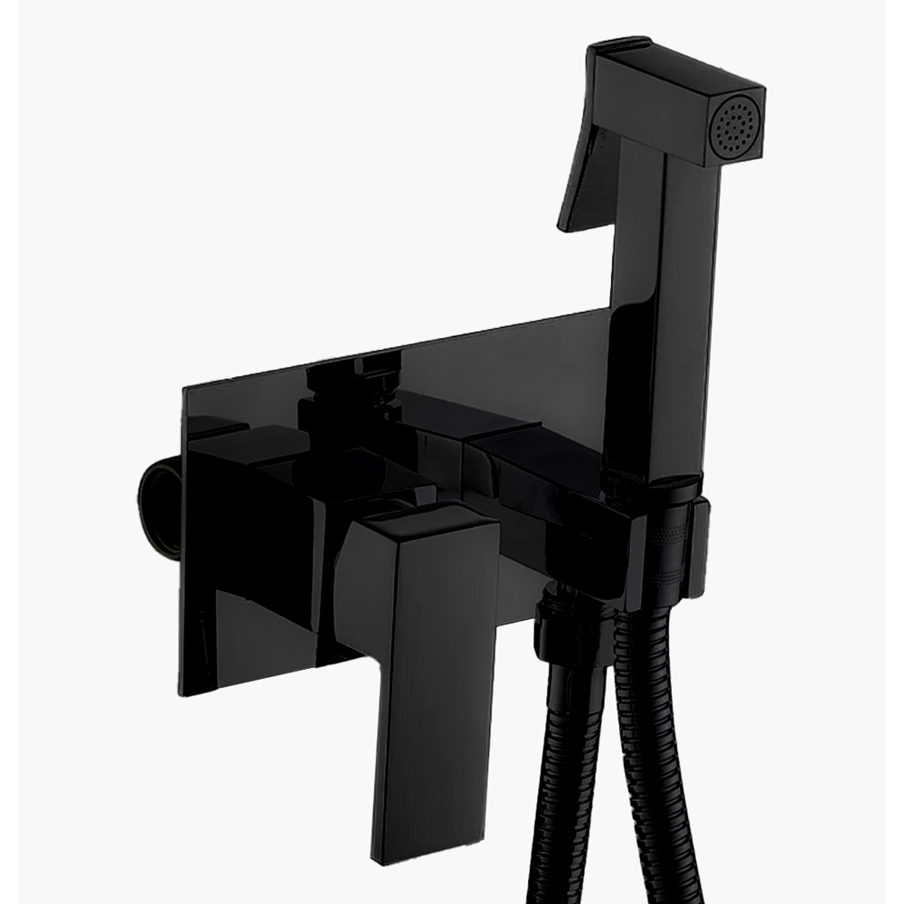 Ducha Higienica Monocomando para Banheiro - Konnen Metais - Ducha Higienica Square Preto Fosco - FN-30065-SQ-P