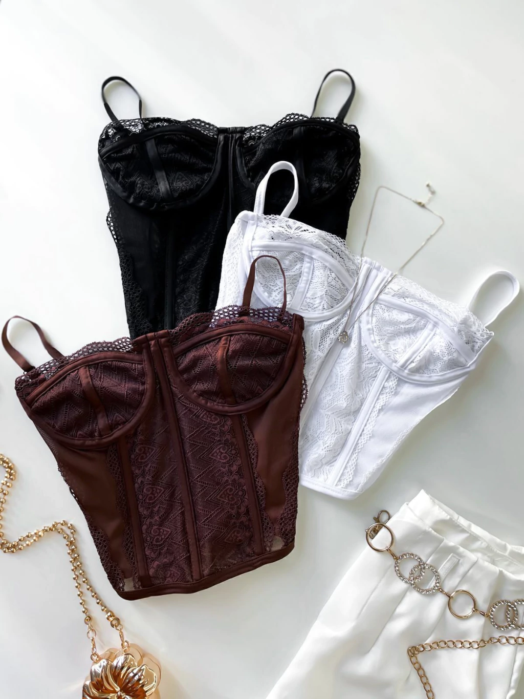 Cropped Corset em Renda de Alça Cristina Ref. 1555 (12345670018924227922)