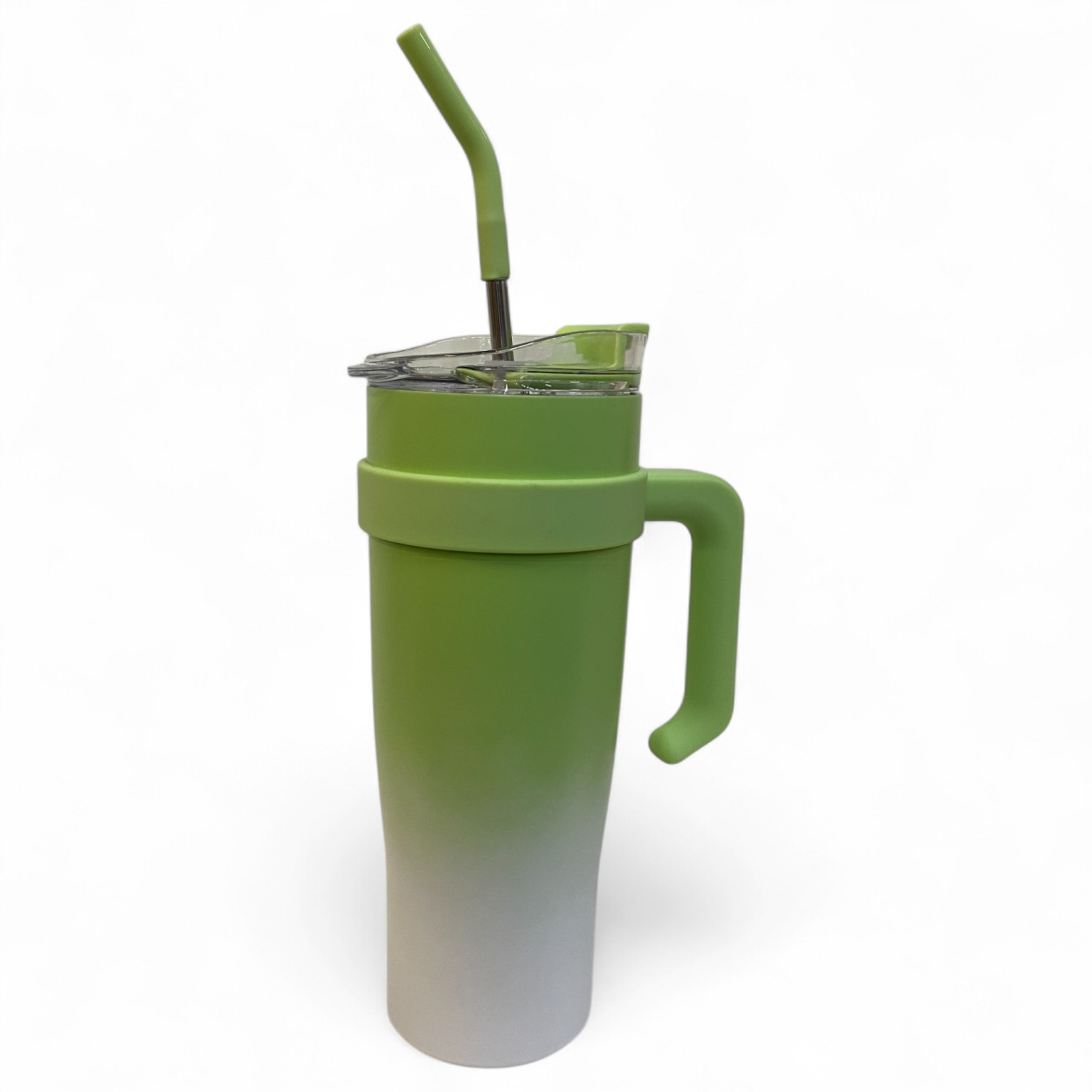 Copo Térmico Grande com Canudo e Alça – 1200ml Inox Kreiz KR CBB01 - Verde Degrade