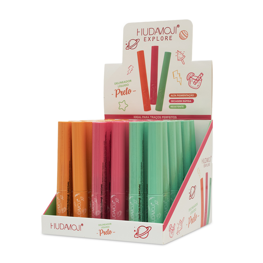 Delineador Líquido Preto Cor 01 a 03 Hudamoji com 36un de 5,6ml (726676)