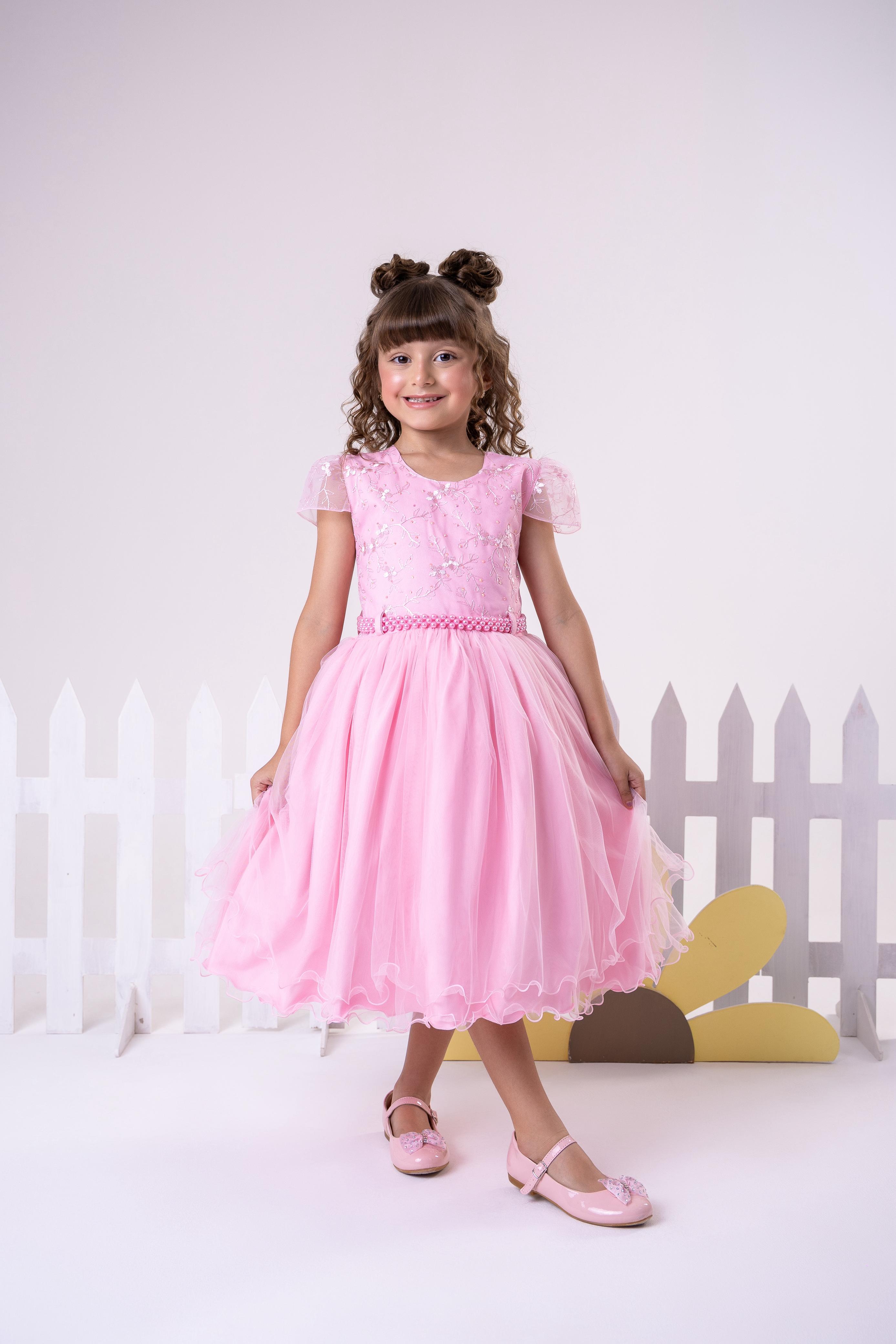Vestido Infantil Menina Bonita Beatriz Rosa Bebe (VESTINFMNNBNTBRSBB)