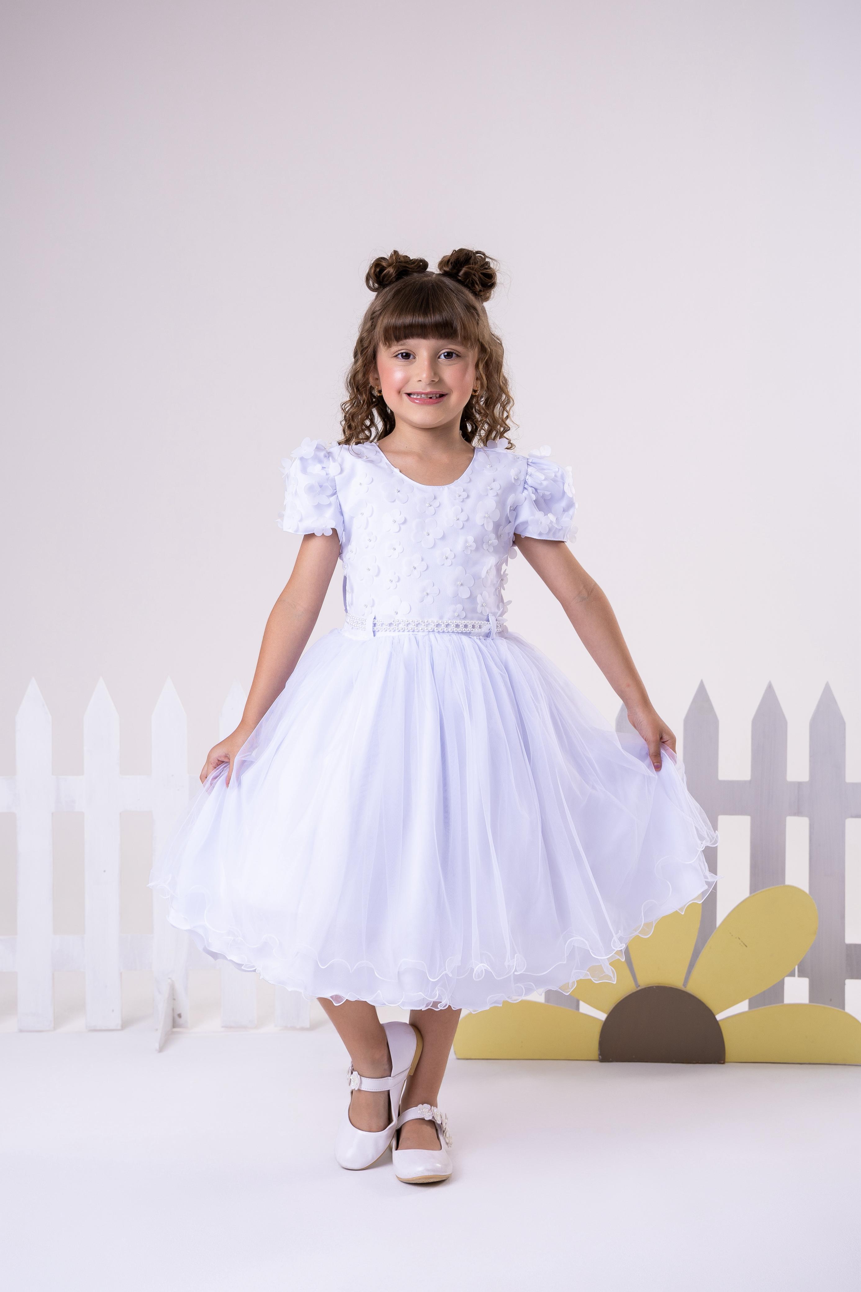 Vestido Infantil Menina Bonita Betania Branco (VESTINFMNNBNTBTBRC)
