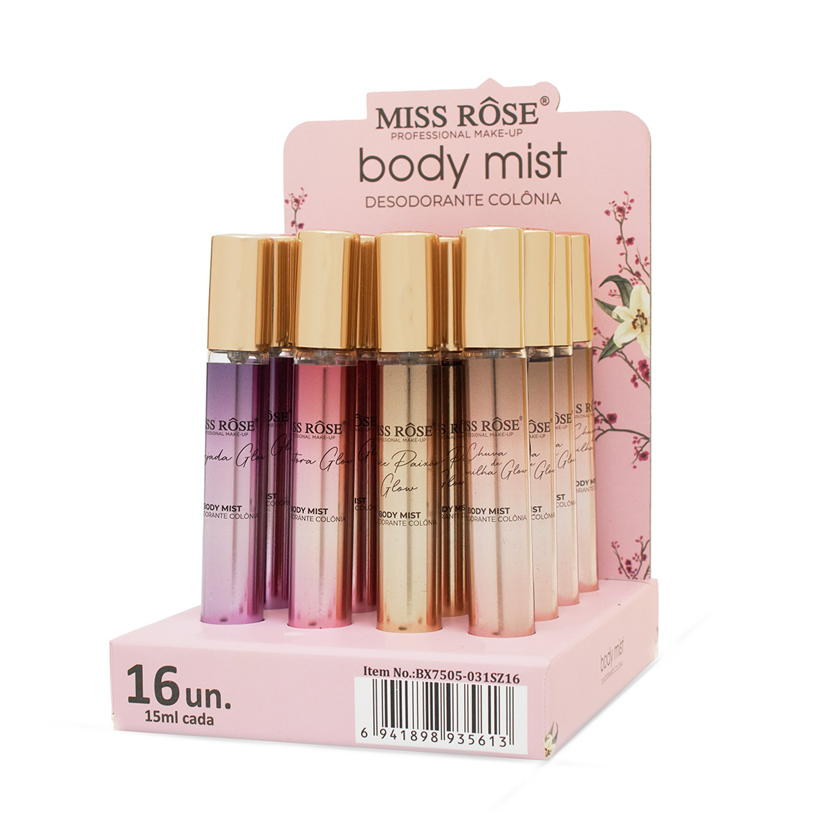 Body Mist Glow Miss Rôse C/16 unidades de 15ml (726767)