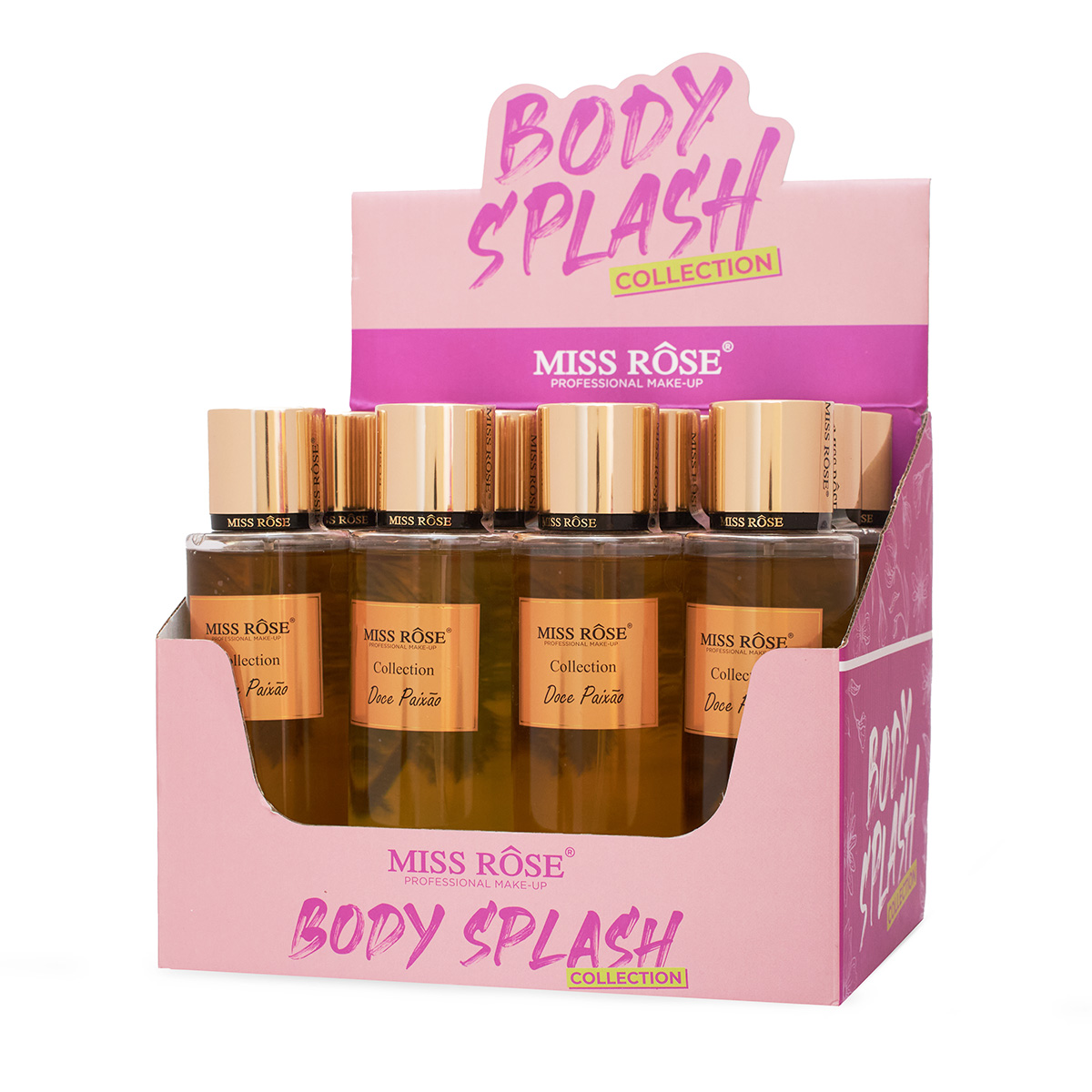 Body Splash Collection Doce Paixão com 12un Miss Rôse 250ml (726758)
